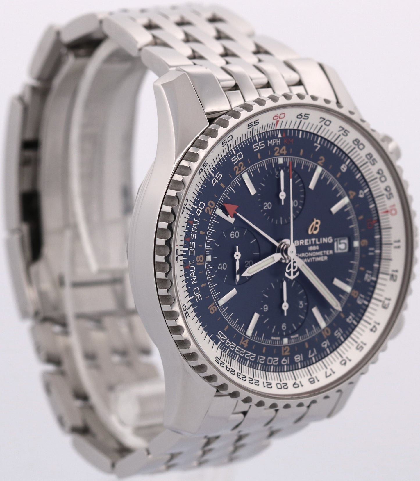 2019 PAPERS Breitling Navitimer World GMT Steel 46mm Chronograph A24322 BOX