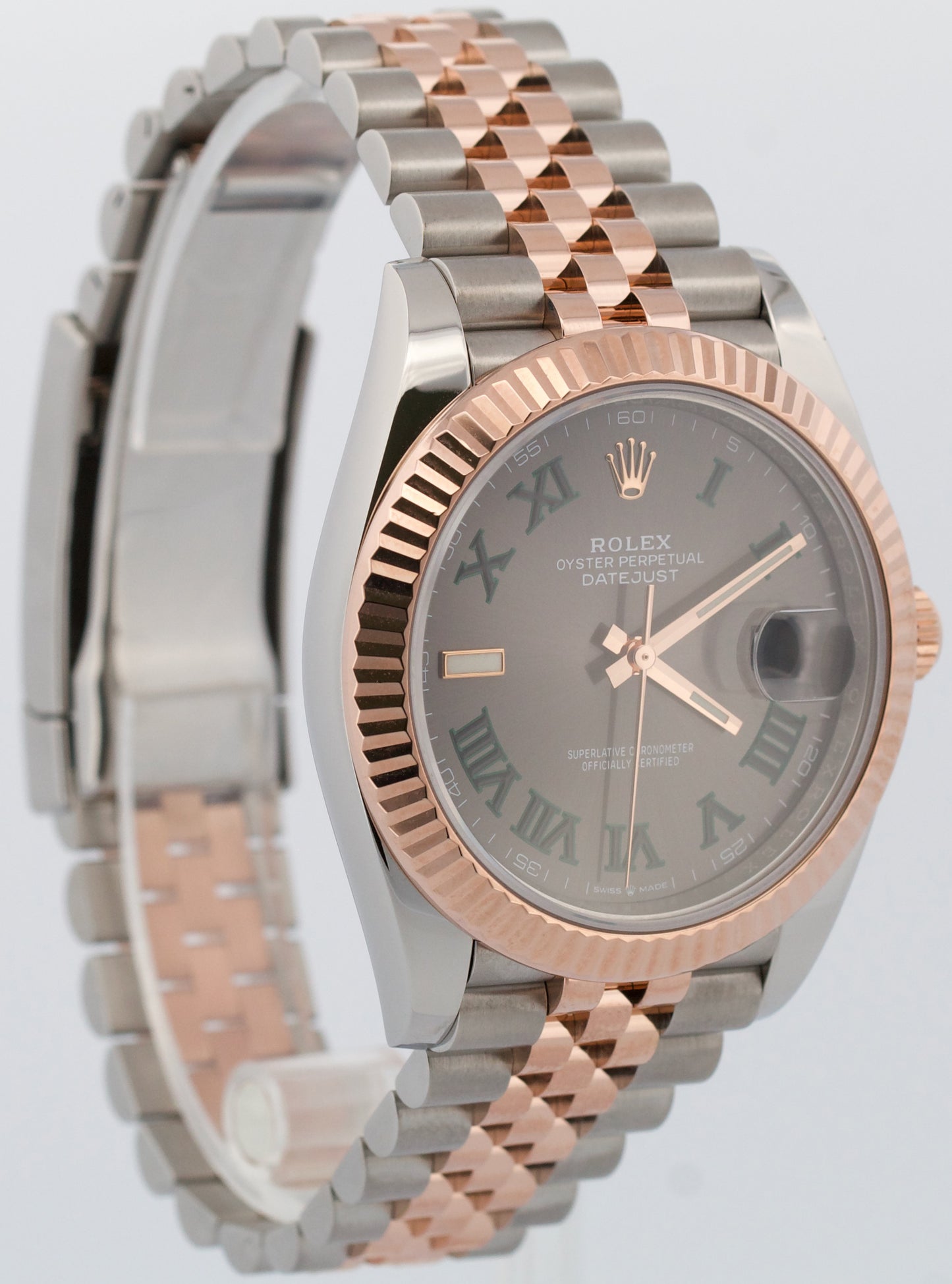 Rolex DateJust 41 Rhodium WIMBLEDON 18k Gold Fluted Steel JUBILEE 41mm 126331