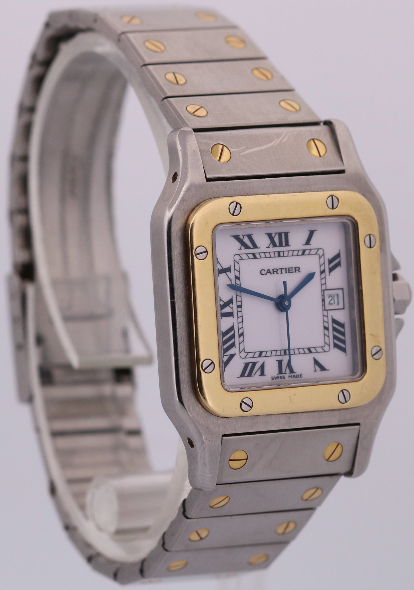 PAPERS Cartier Santos Two-Tone 18k Steel WHITE Roman Automatic 29mm 2961 BOX