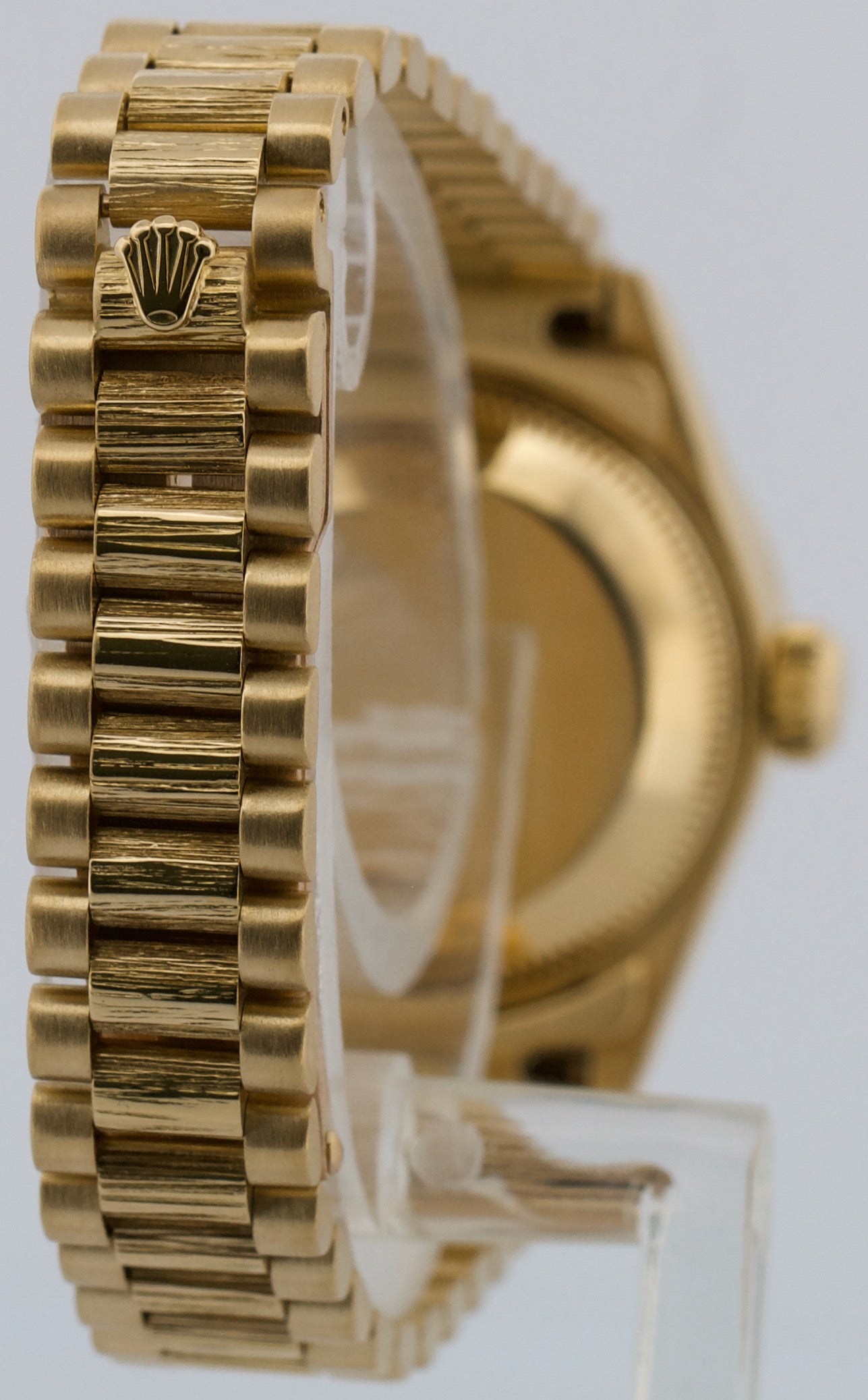 Ladies Rolex DateJust President 26mm DIAMOND BARK 18K Yellow Gold 69288 Watch
