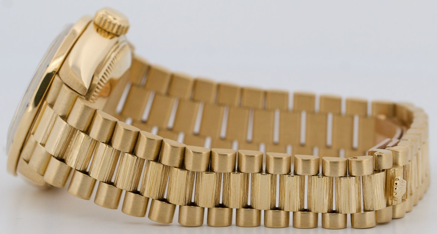 Ladies Rolex DateJust President 26mm DIAMOND BARK 18K Yellow Gold 69288 Watch