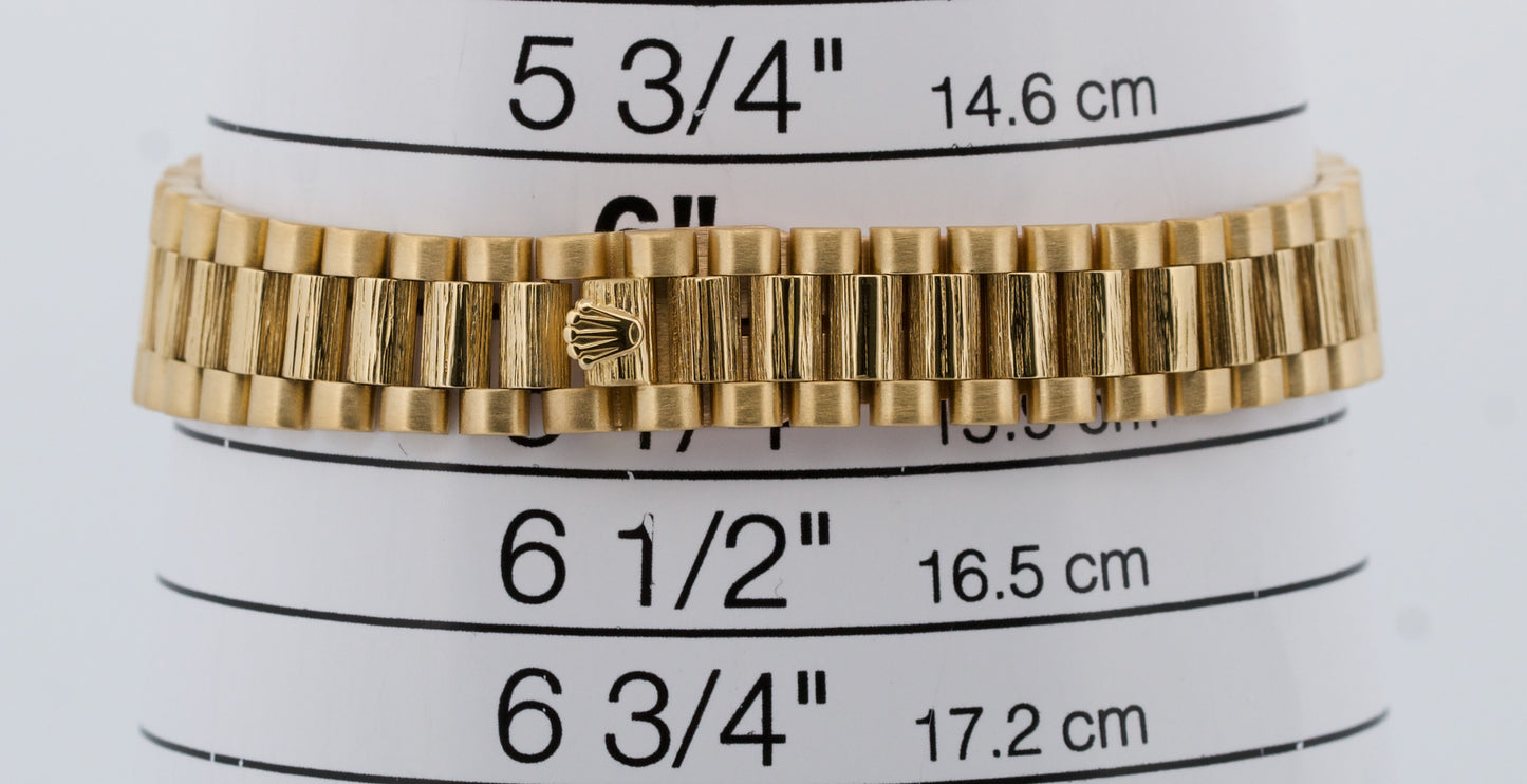 Ladies Rolex DateJust President 26mm DIAMOND BARK 18K Yellow Gold 69288 Watch