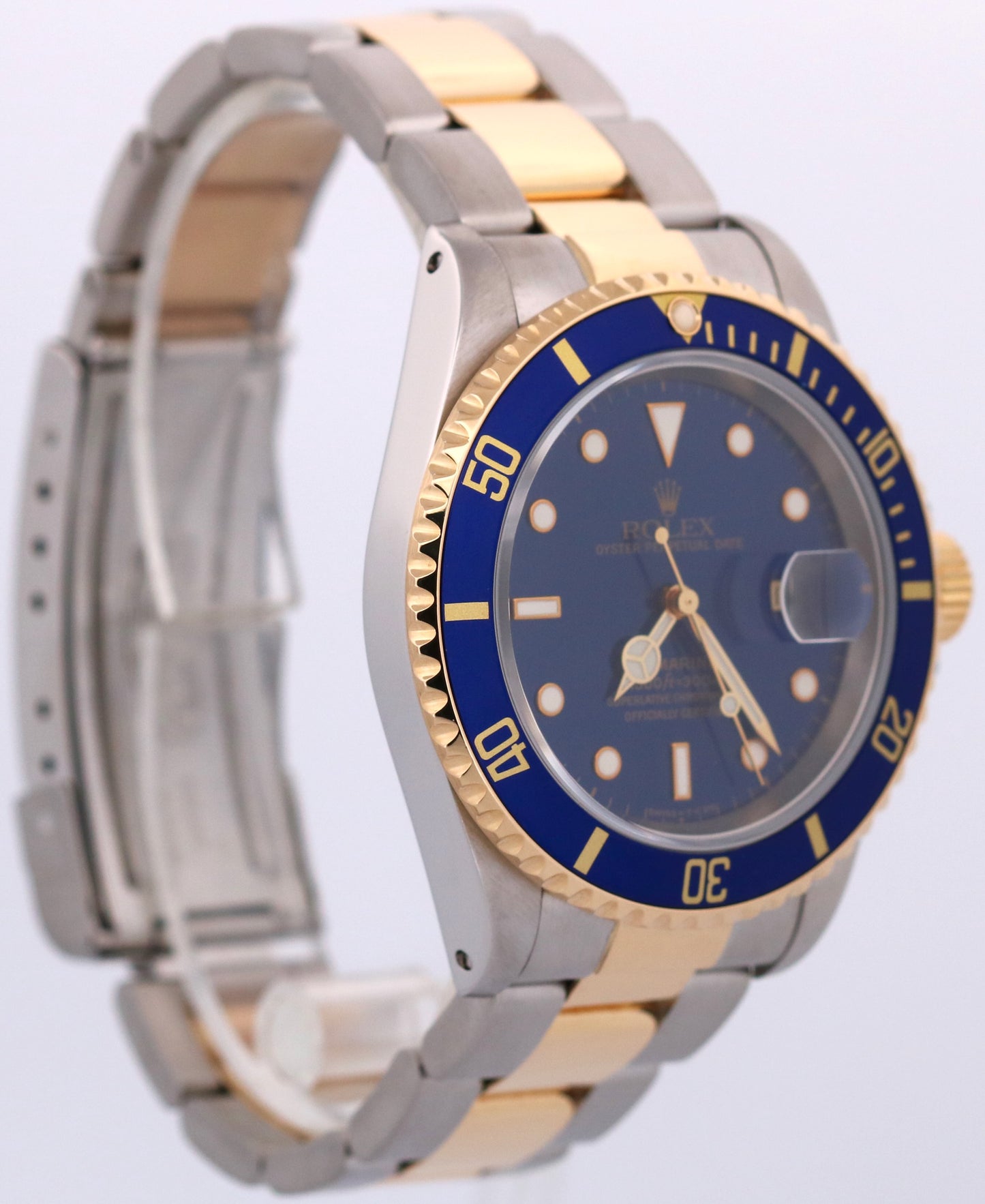 Rolex Submariner Date 40mm BLUE Stainless Steel 18K Yellow Gold Oyster 16613