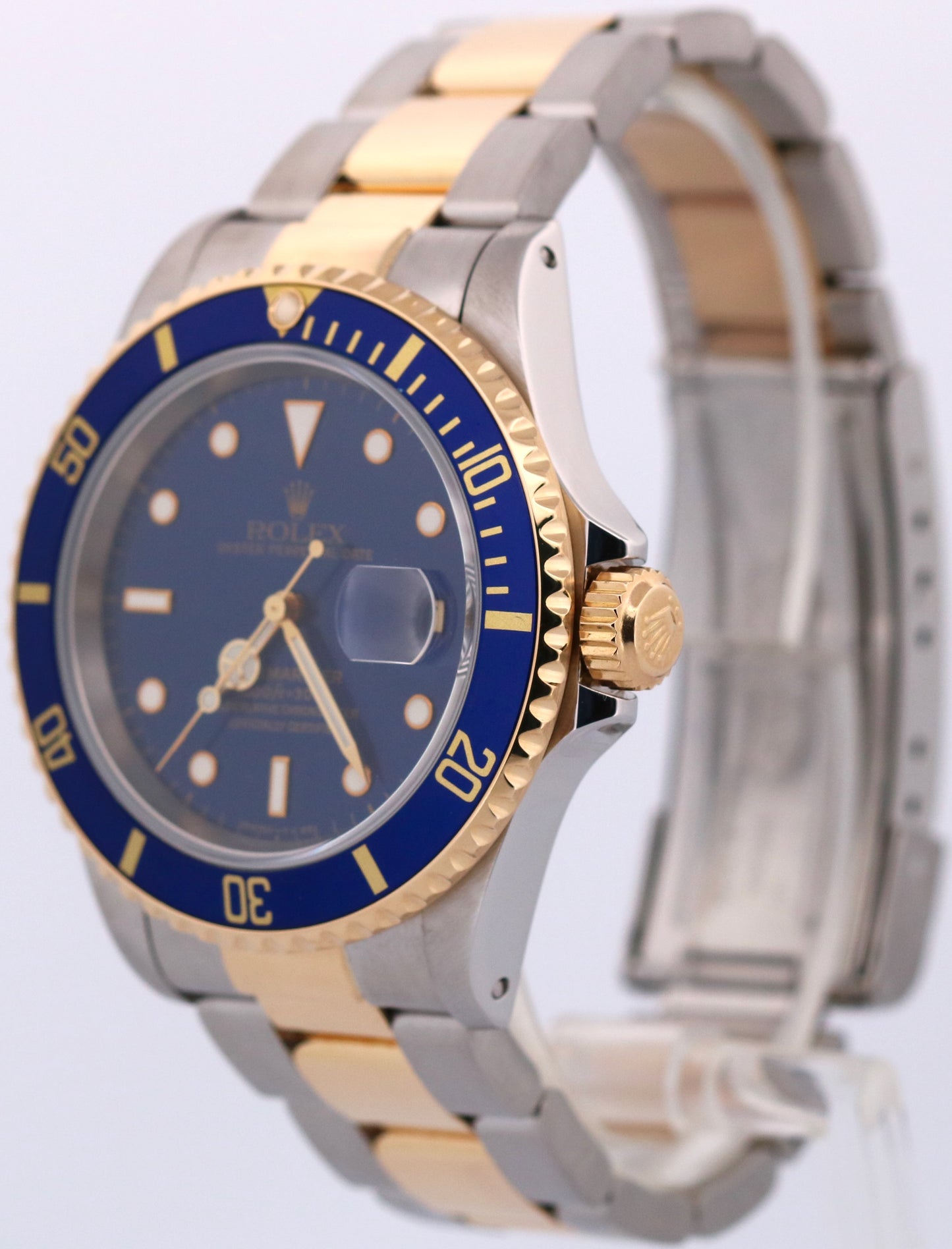 Rolex Submariner Date 40mm BLUE Stainless Steel 18K Yellow Gold Oyster 16613
