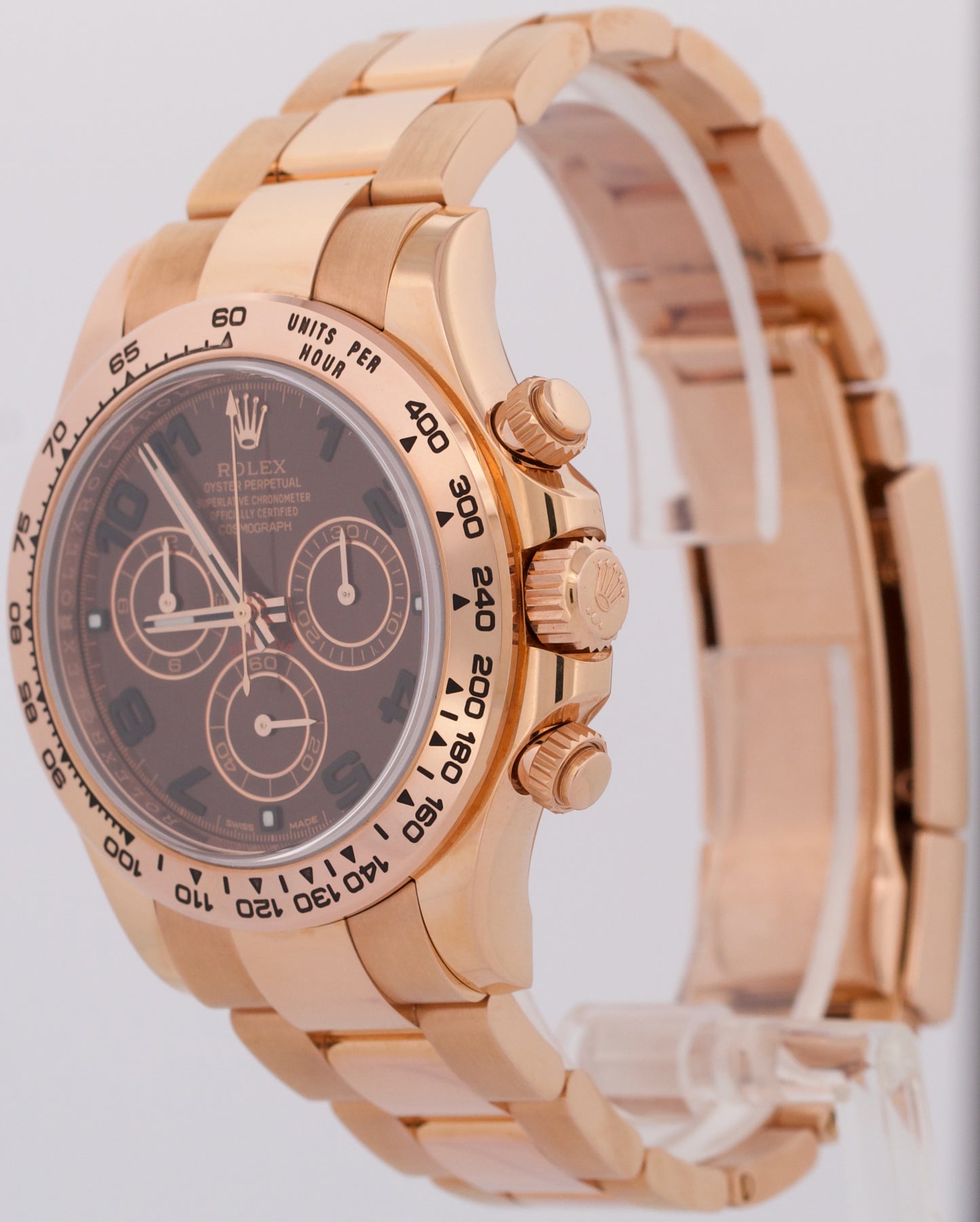 PAPERS Rolex Daytona CHOCOLATE ARABIC 40mm Brown 18K Rose Gold 116505 BOX