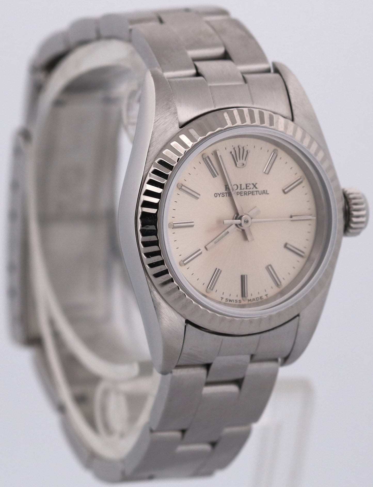 1993 Rolex Oyster Perpetual 24mm SILVER Stainless Steel 18K Gold OYSTER 67194