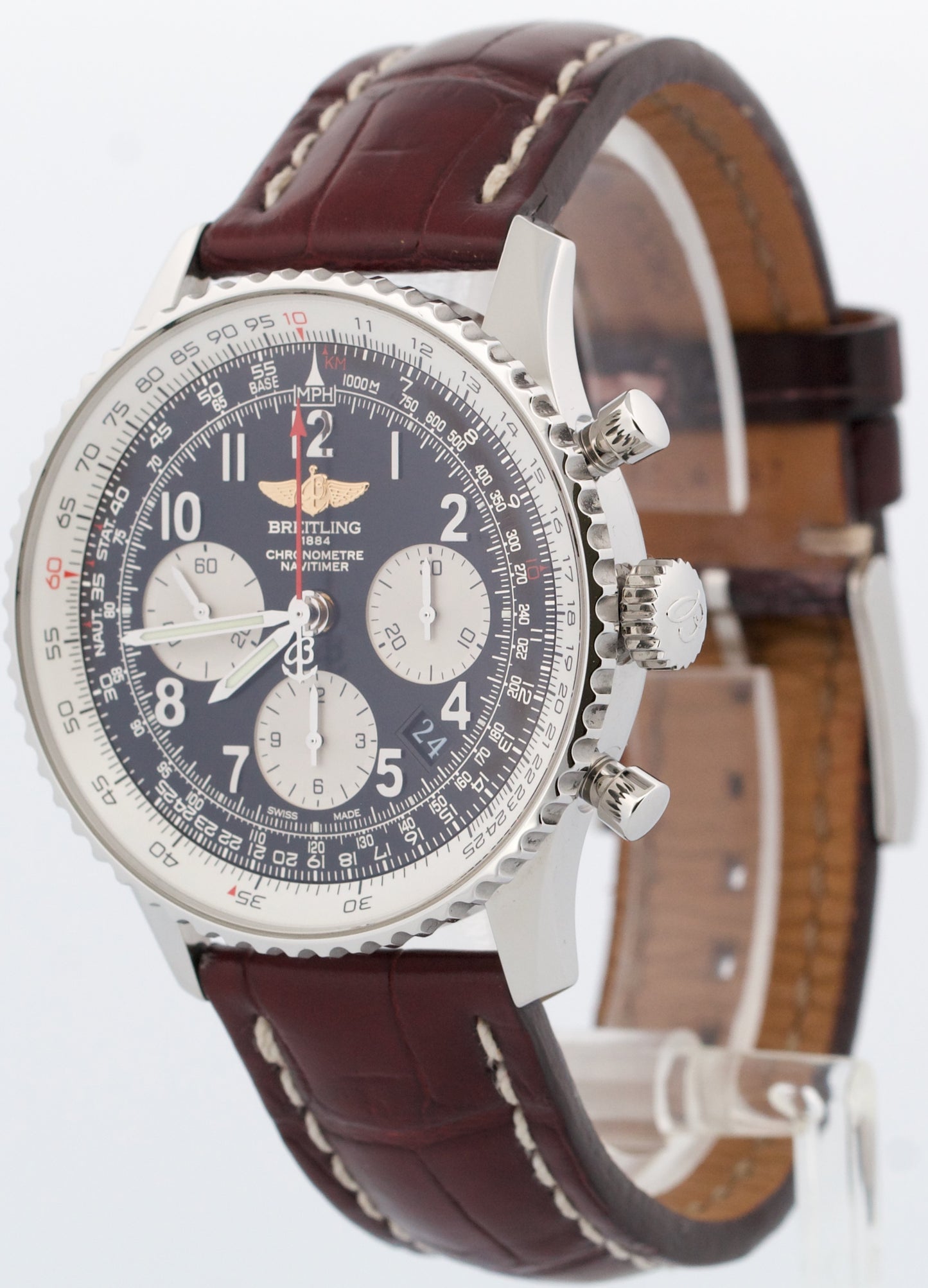 PAPERS Breitling Navitimer B01 43mm Steel BLACK Chronograph Watch AB0120 BOX