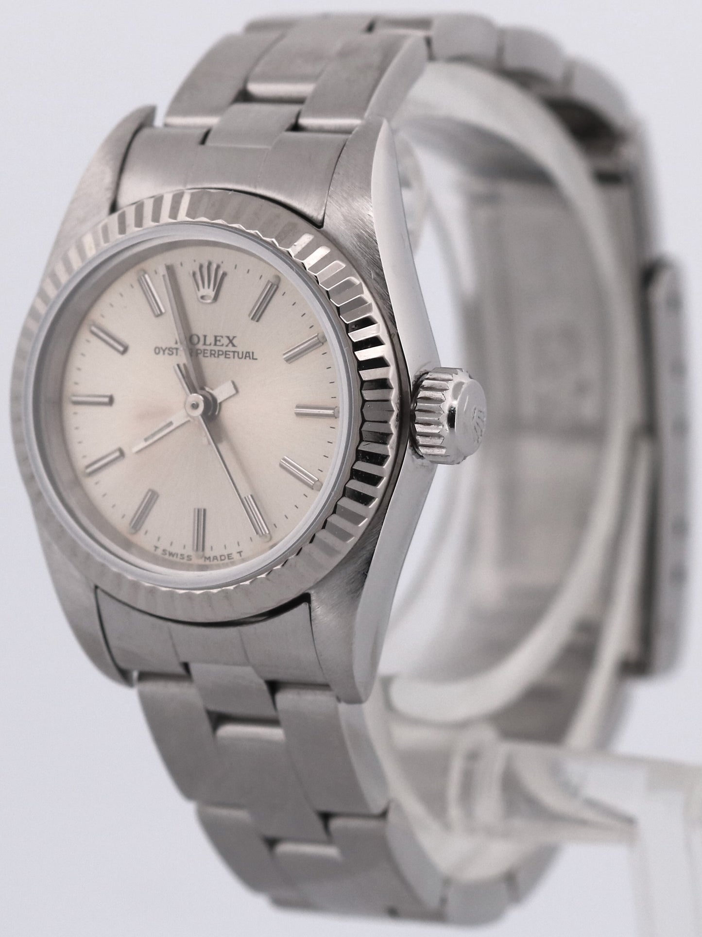 1993 Rolex Oyster Perpetual 24mm SILVER Stainless Steel 18K Gold OYSTER 67194
