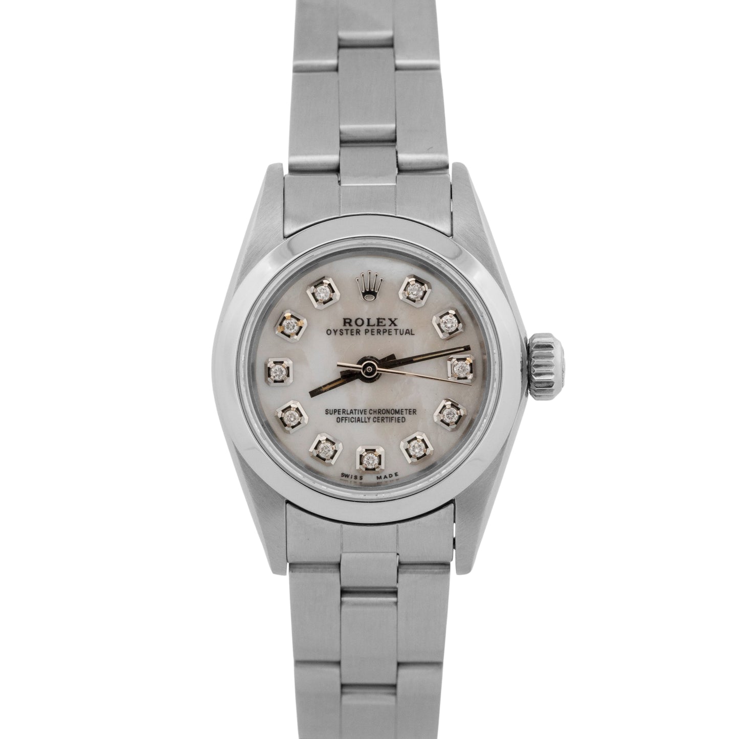 PAPERS Rolex Oyster Perpetual DIAMOND MOP Stainless Steel 24mm 67180 Watch BOX