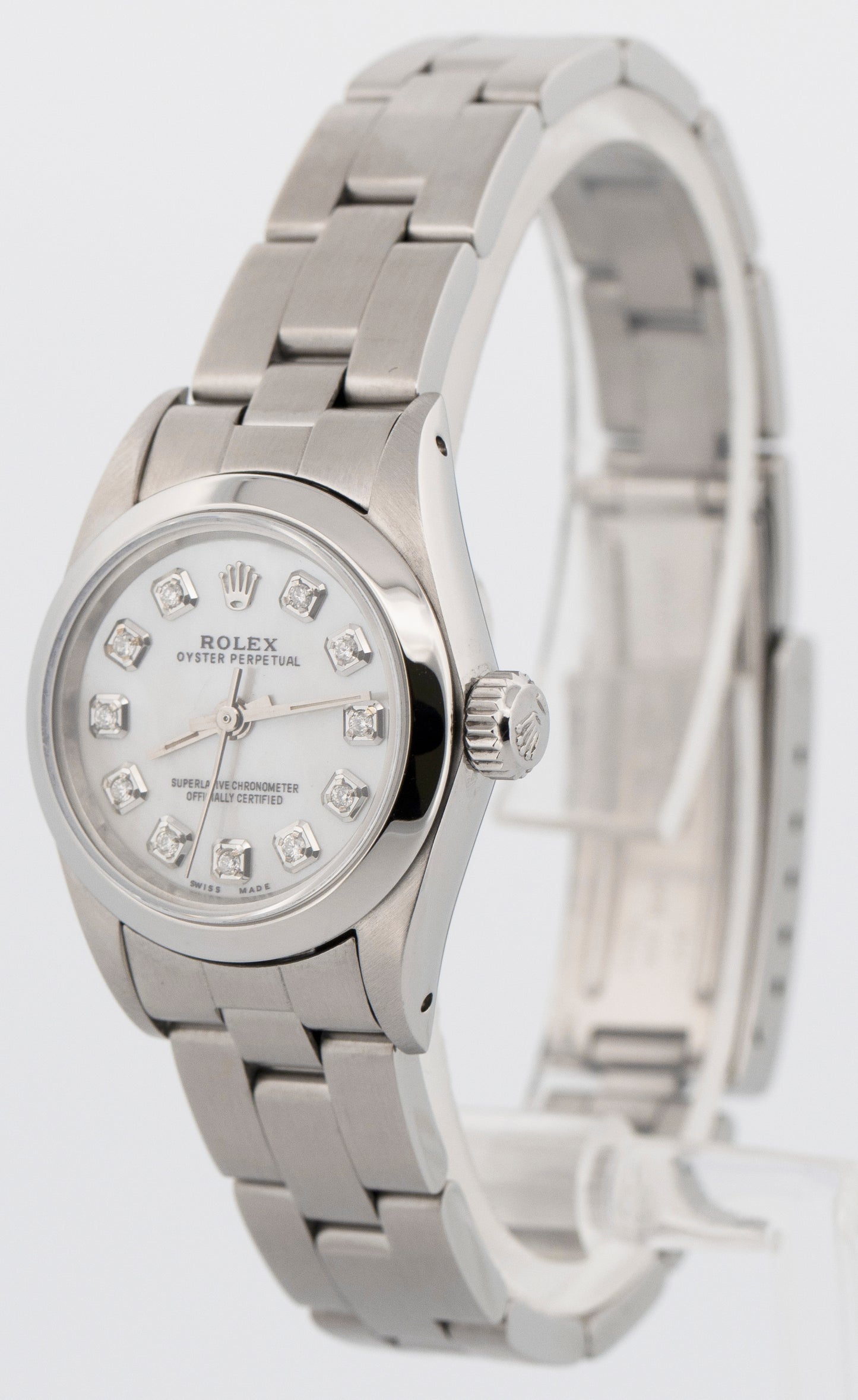 PAPERS Rolex Oyster Perpetual DIAMOND MOP Stainless Steel 24mm 67180 Watch BOX