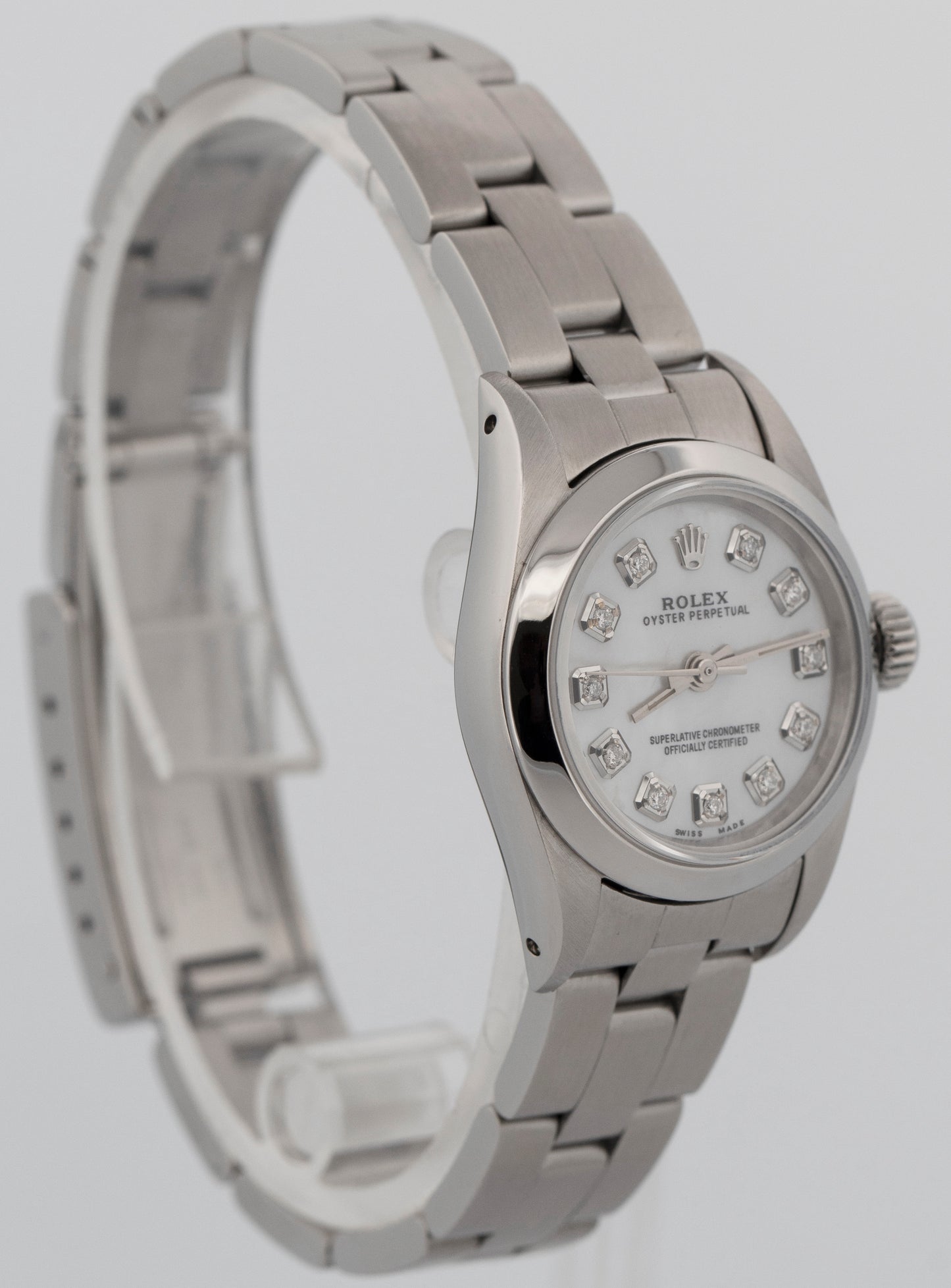PAPERS Rolex Oyster Perpetual DIAMOND MOP Stainless Steel 24mm 67180 Watch BOX