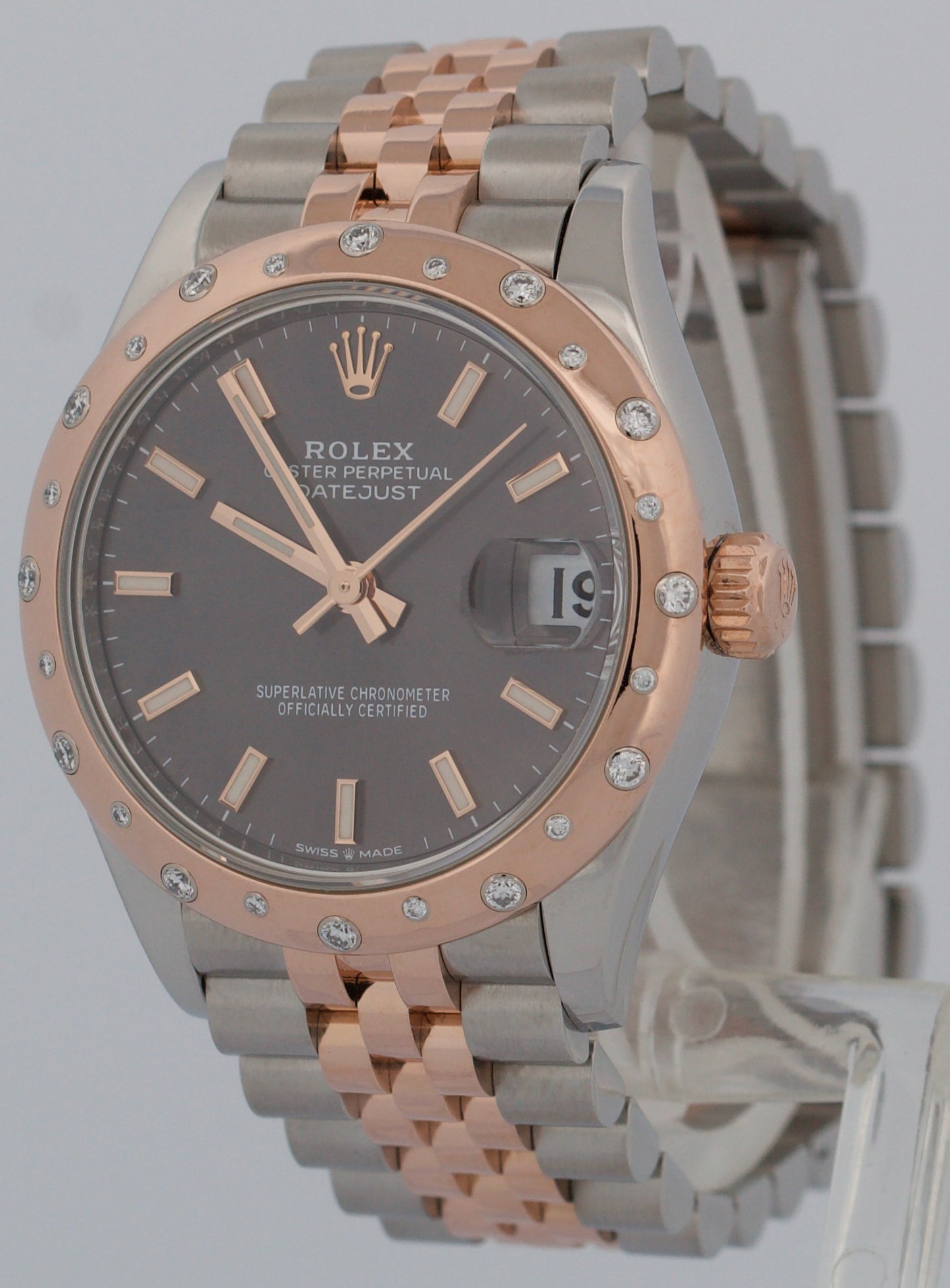 Rolex DateJust RHODIUM DIAMOND 31mm 18k Rose Gold Steel JUBILEE 278341RBR Watch