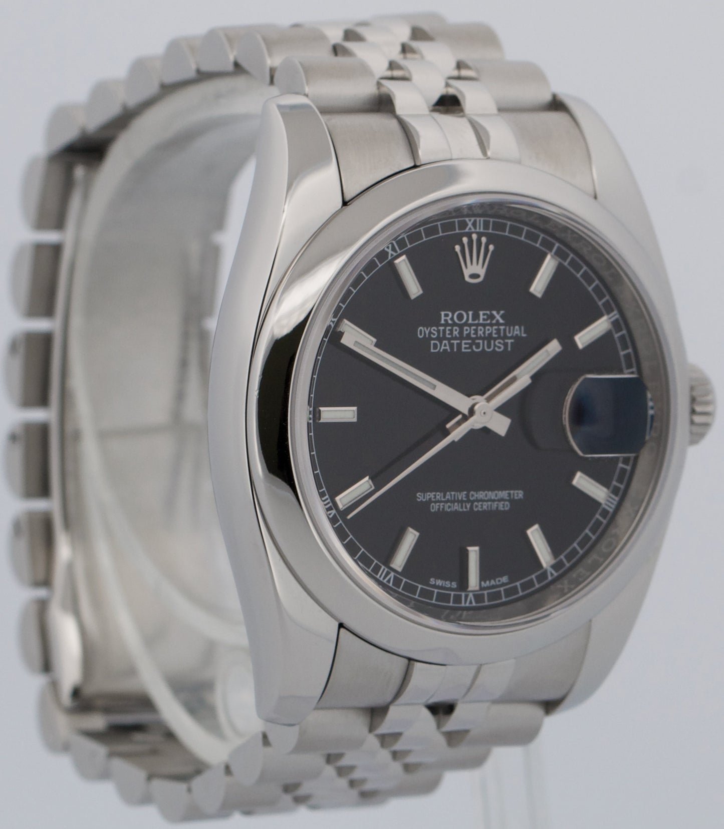 Rolex DateJust 36 BLACK Stainless Steel JUBILEE 36mm Smooth RED ROULETTE 116200