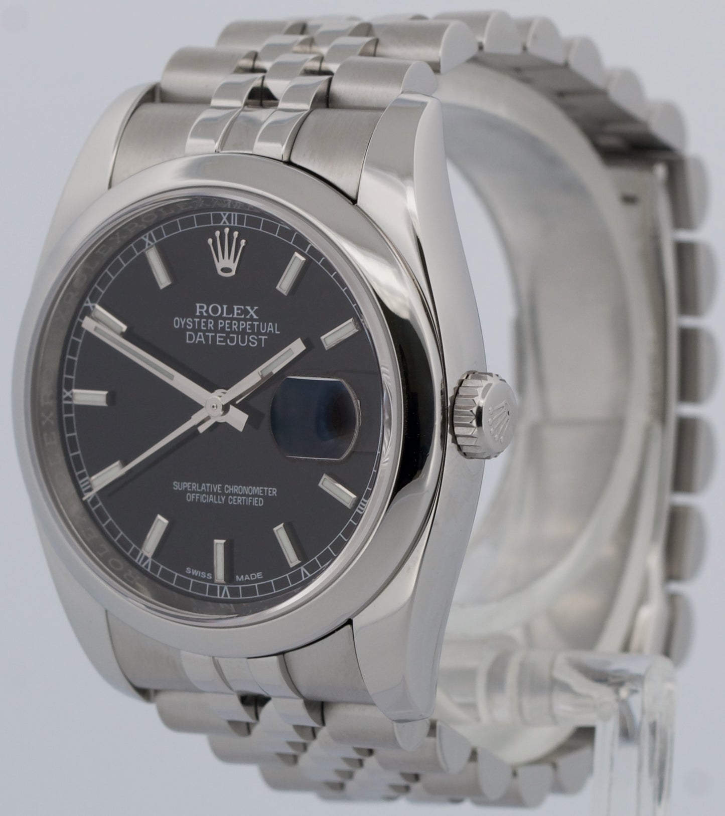 Rolex DateJust 36 BLACK Stainless Steel JUBILEE 36mm Smooth RED ROULETTE 116200