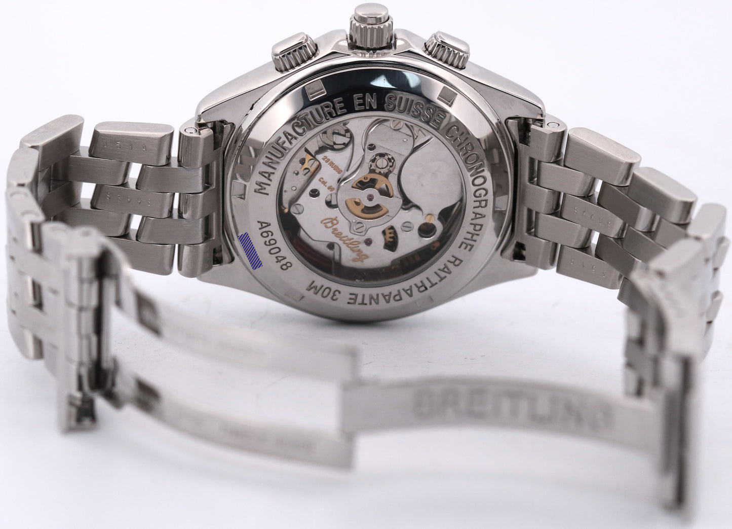 Breitling Chronoracer Rattrapante BLUE Quartz Steel 39mm A69048 Watch