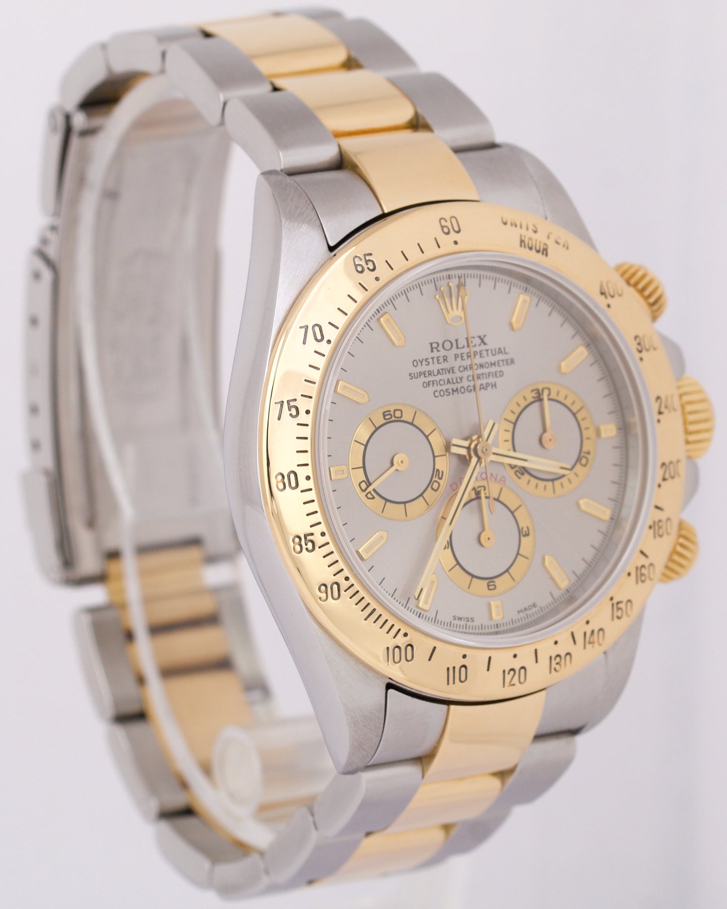 Rolex Daytona Cosmograph 40mm RHODIUM Two-Tone 18K Yellow Gold Steel 16523 Watch