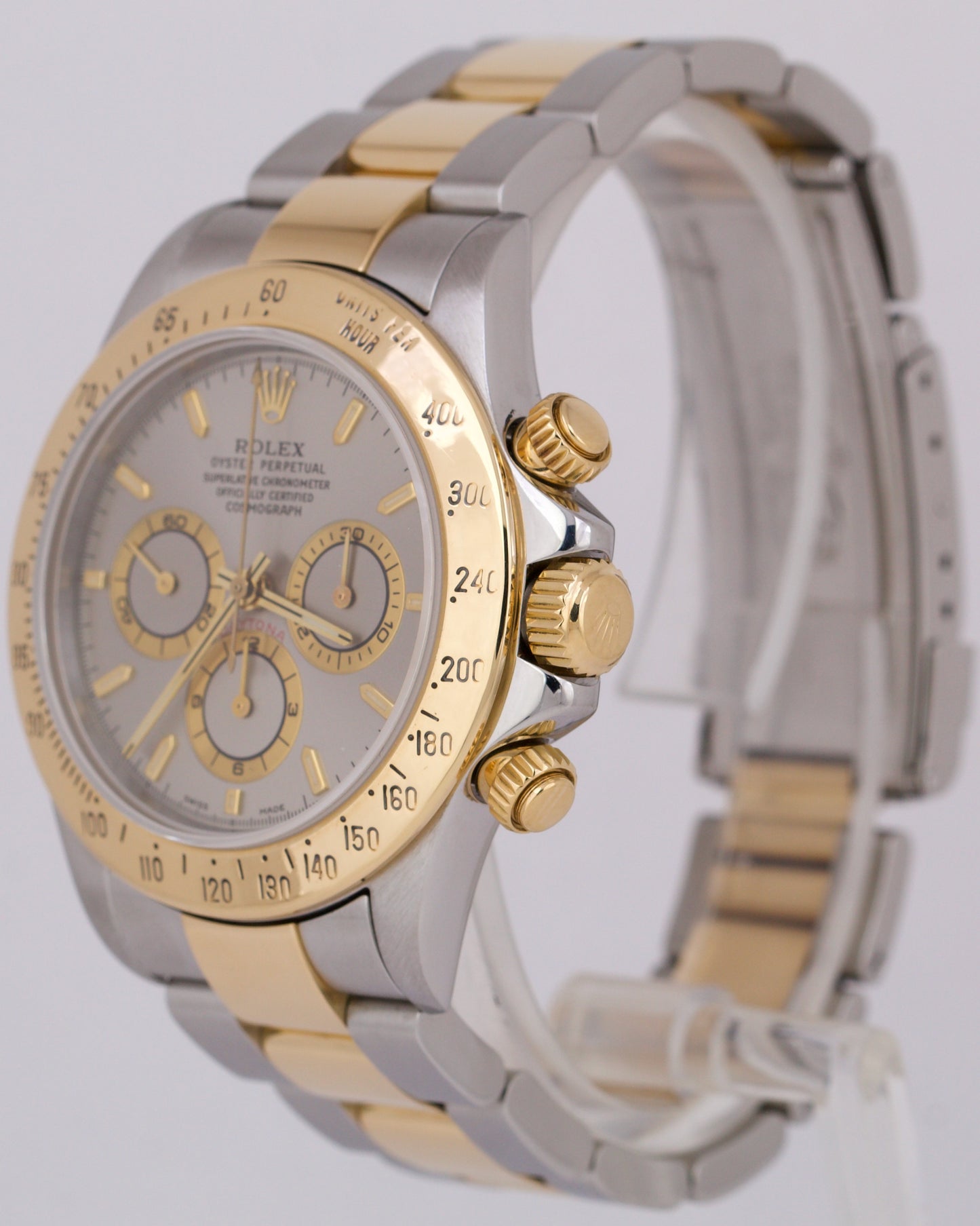 Rolex Daytona Cosmograph 40mm RHODIUM Two-Tone 18K Yellow Gold Steel 16523 Watch