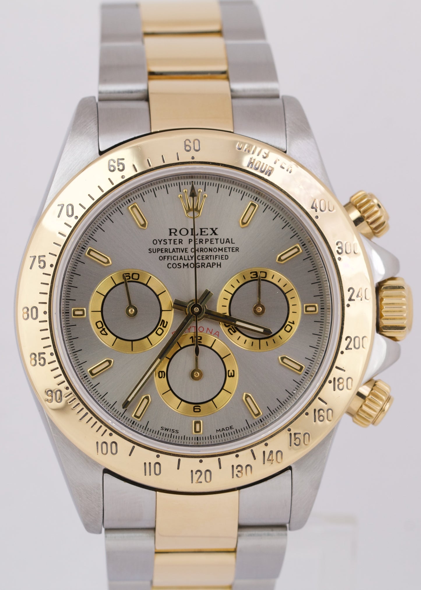 Rolex Daytona Cosmograph 40mm RHODIUM Two-Tone 18K Yellow Gold Steel 16523 Watch