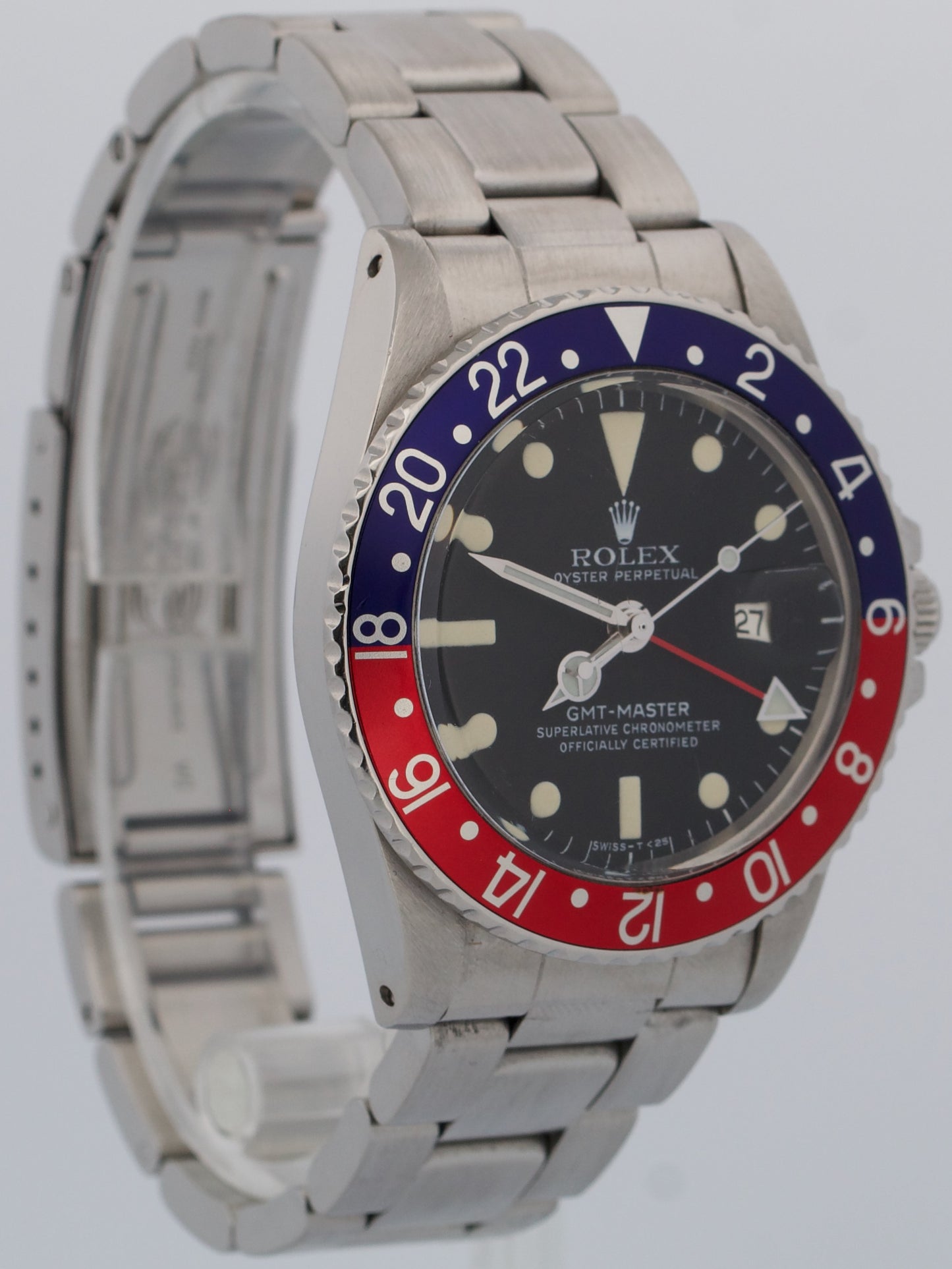 VINTAGE 1978 Rolex GMT-Master PEPSI Red Blue Steel THICK CASE 40mm 1675 Watch