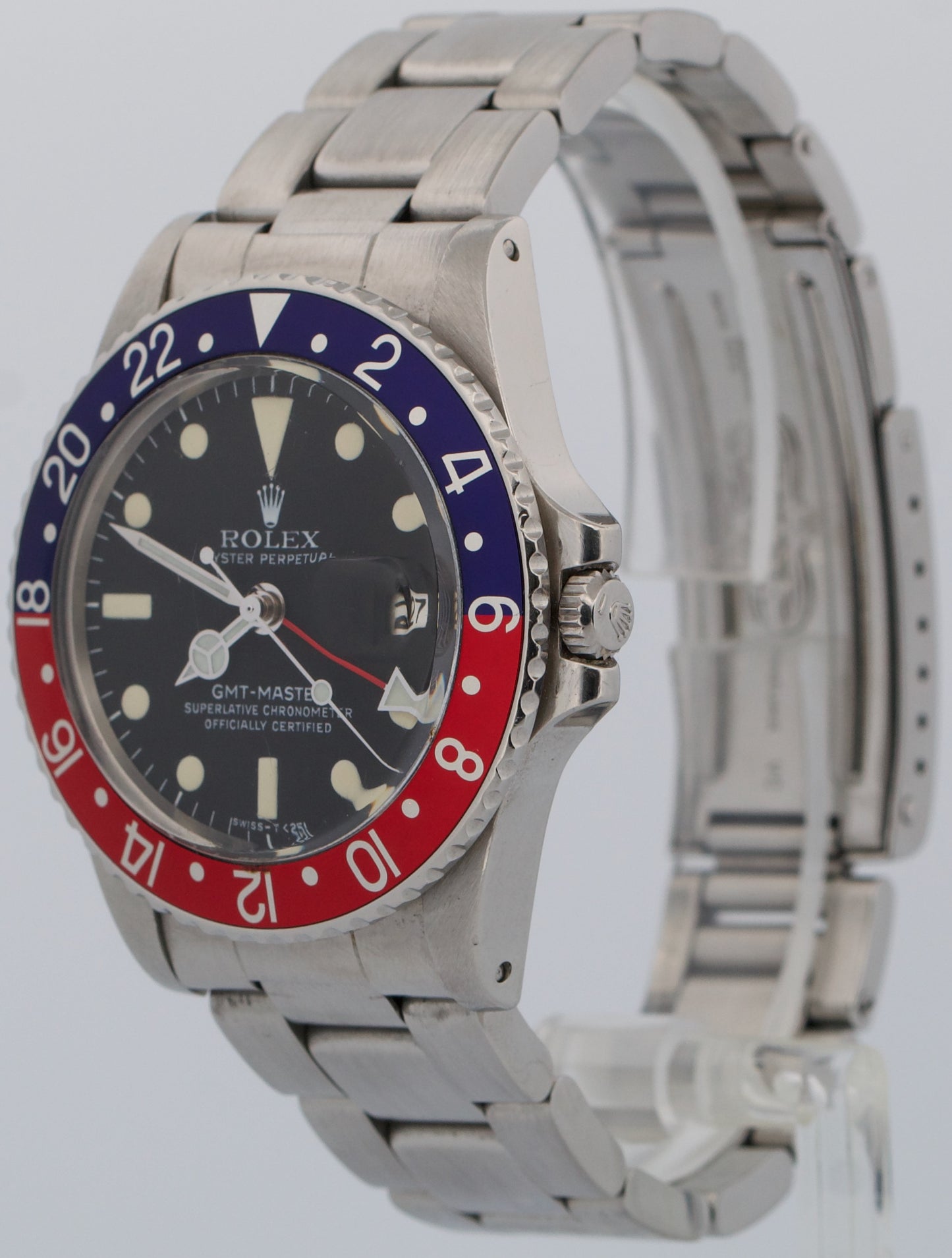 VINTAGE 1978 Rolex GMT-Master PEPSI Red Blue Steel THICK CASE 40mm 1675 Watch