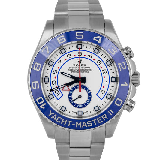 Rolex Yacht-Master II 44mm Stainless Steel White Blue White Regatta Watch 116680