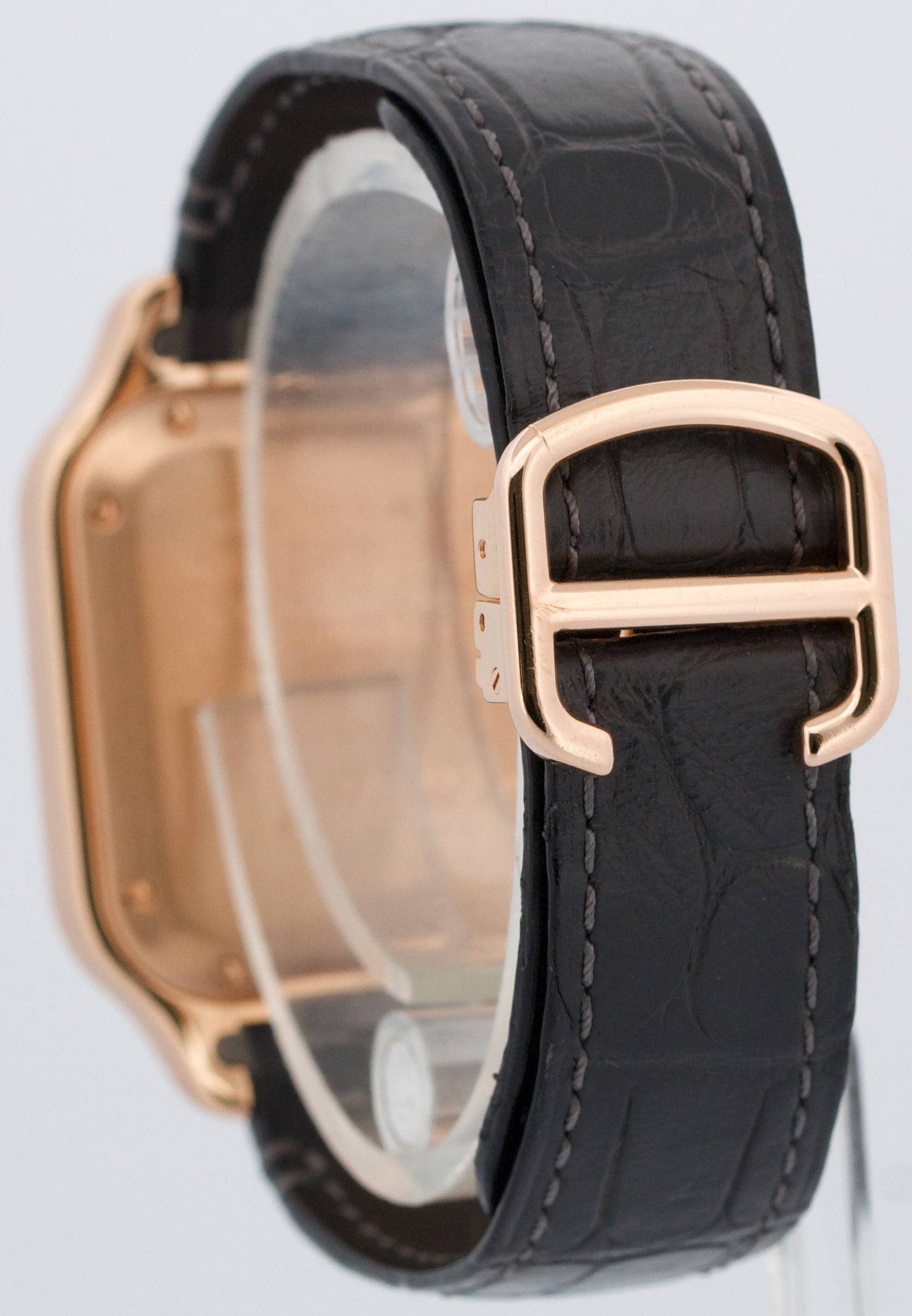 2024 PAPERS Cartier Santos 35.1mm WHITE 18K Rose Gold Leather 4074 WGSA0012 BOX