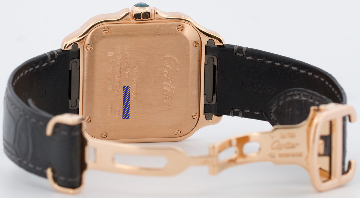 2024 PAPERS Cartier Santos 35.1mm WHITE 18K Rose Gold Leather 4074 WGSA0012 BOX