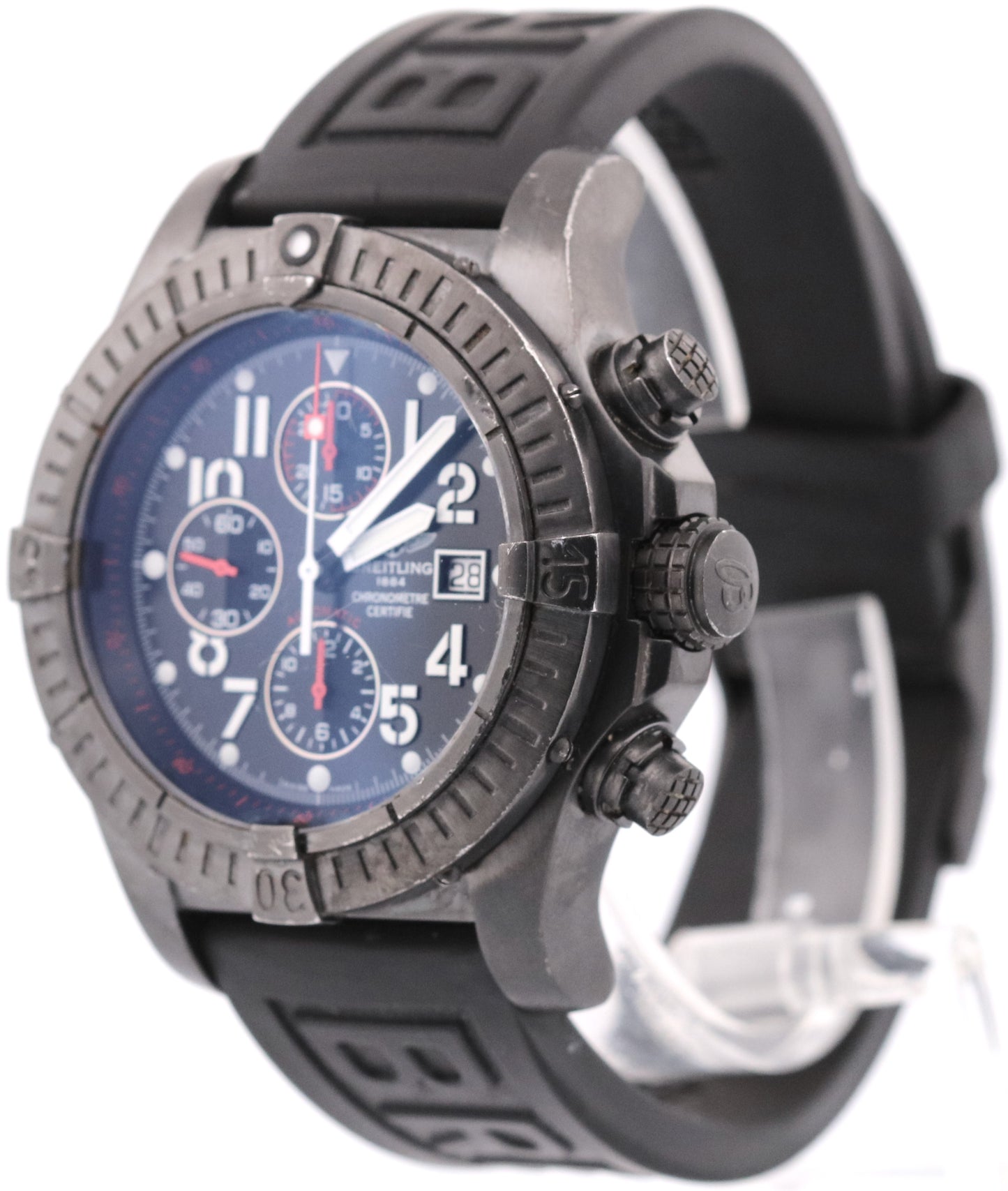 PAPERS Breitling Super Avenger Chronograph 48mm BLACK Steel PVD M13370 BOX