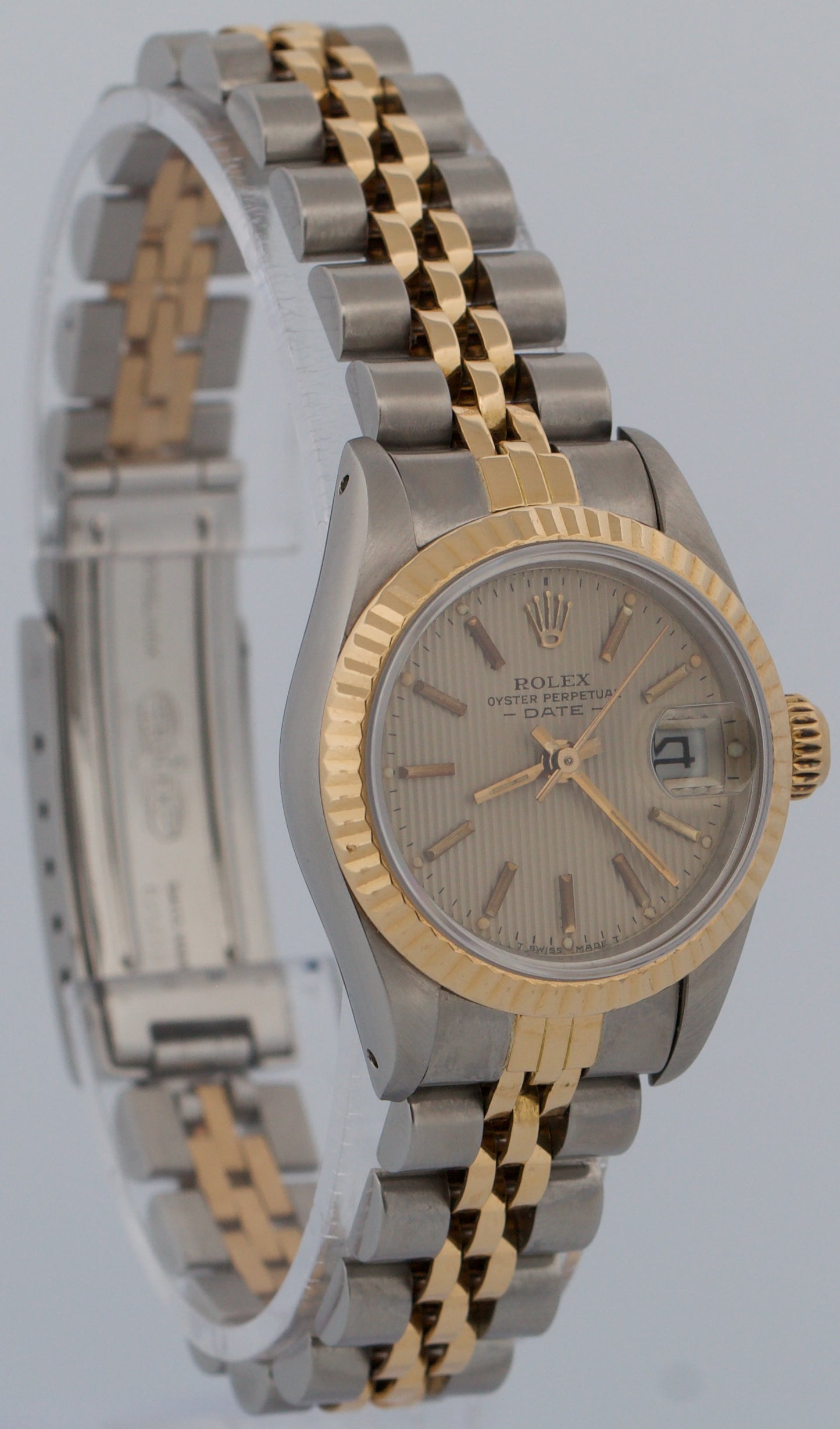 PAPERS Rolex DateJust 26mm IVORY TAPESTRY 18K Gold Steel JUBILEE 69173 Watch BOX