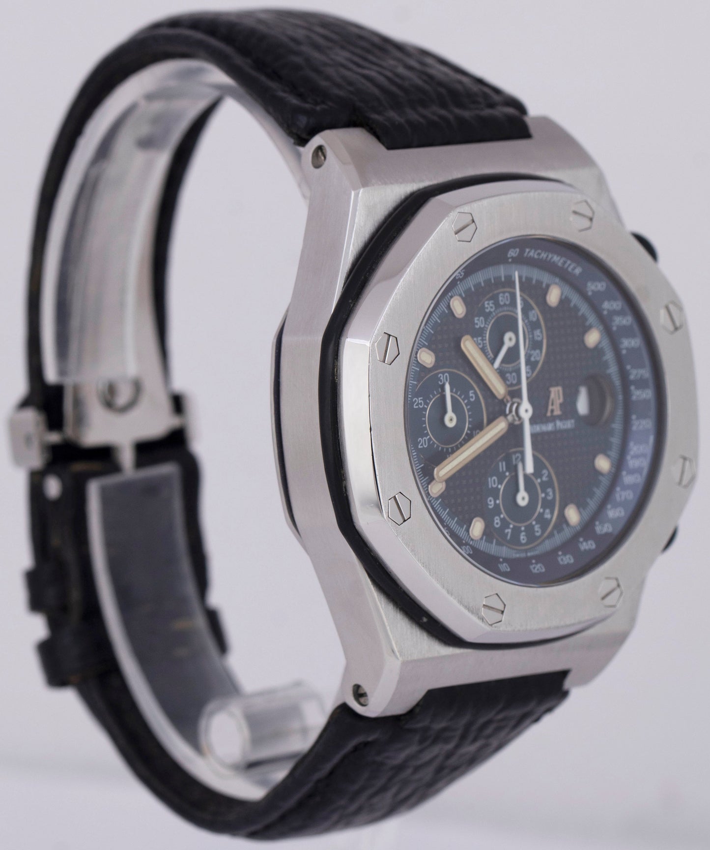 Audemars Piguet Royal Oak Offshore BLUE BEAST 42mm Leather Steel Watch 25770ST