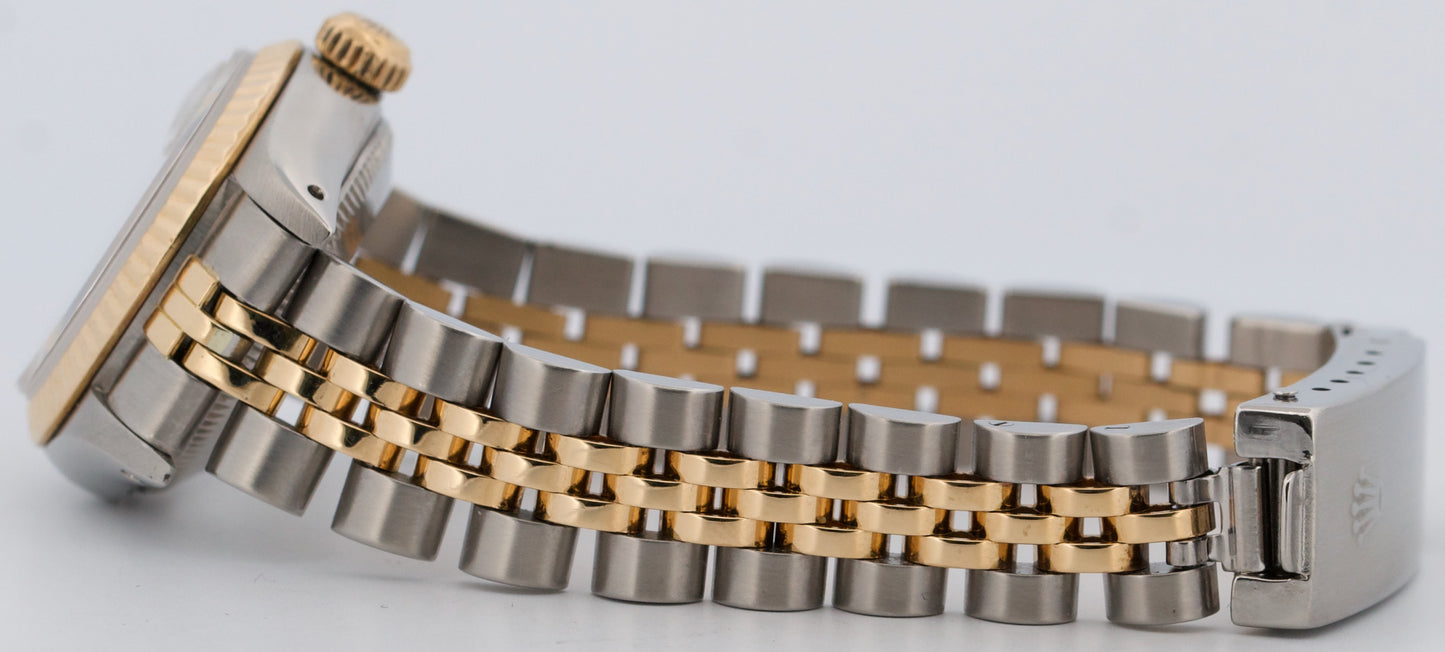 PAPERS Rolex DateJust 26mm IVORY TAPESTRY 18K Gold Steel JUBILEE 69173 Watch BOX