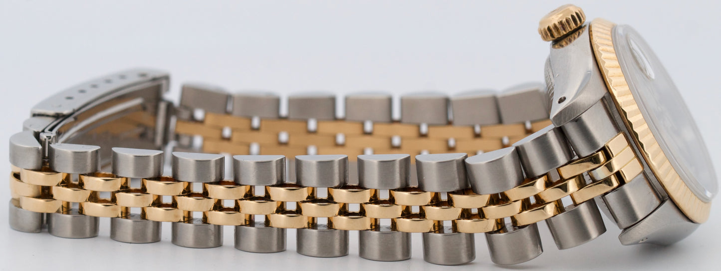 PAPERS Rolex DateJust 26mm IVORY TAPESTRY 18K Gold Steel JUBILEE 69173 Watch BOX