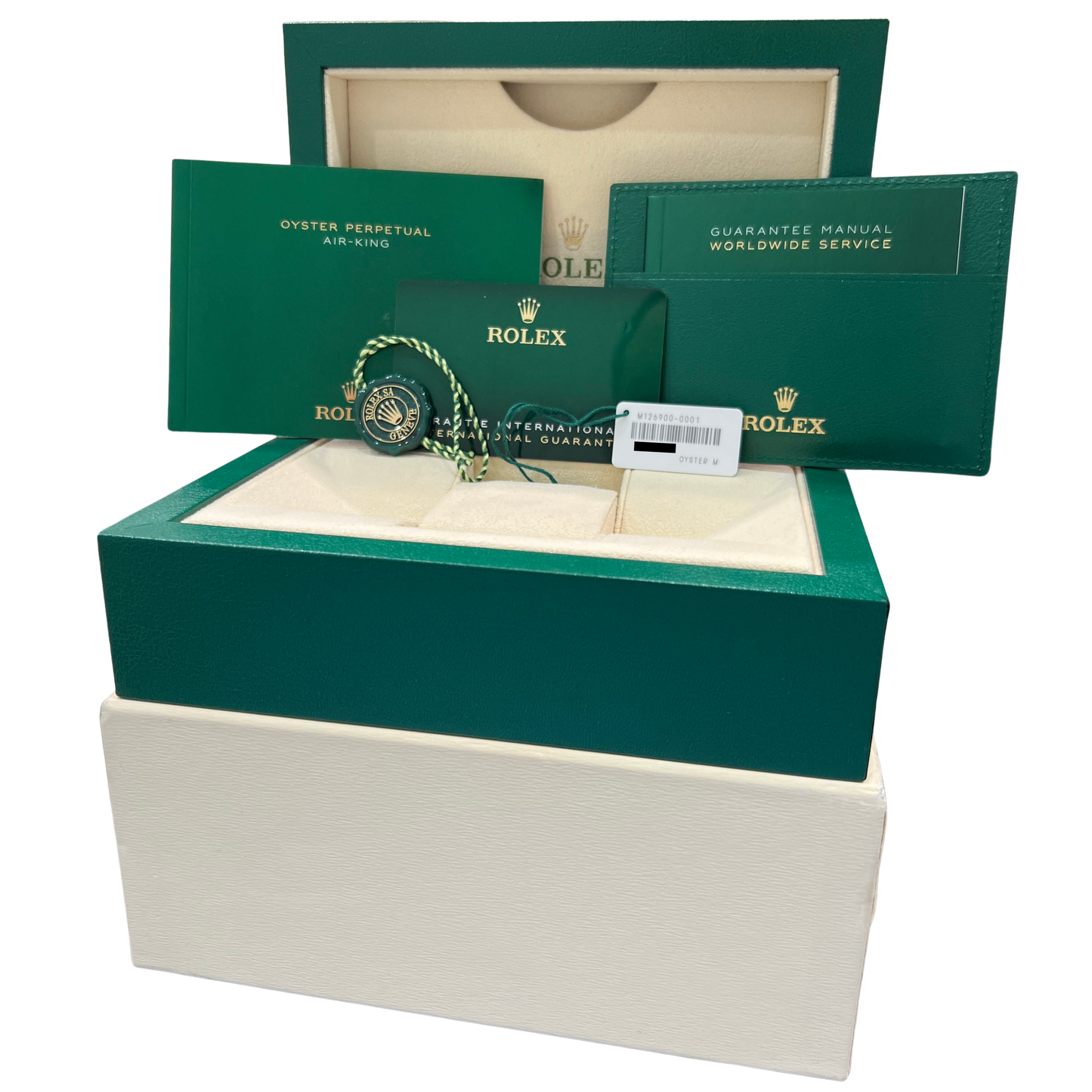 PAPERS Rolex Air-King 40mm Green Black Stainless Steel Watch 126900 BOX