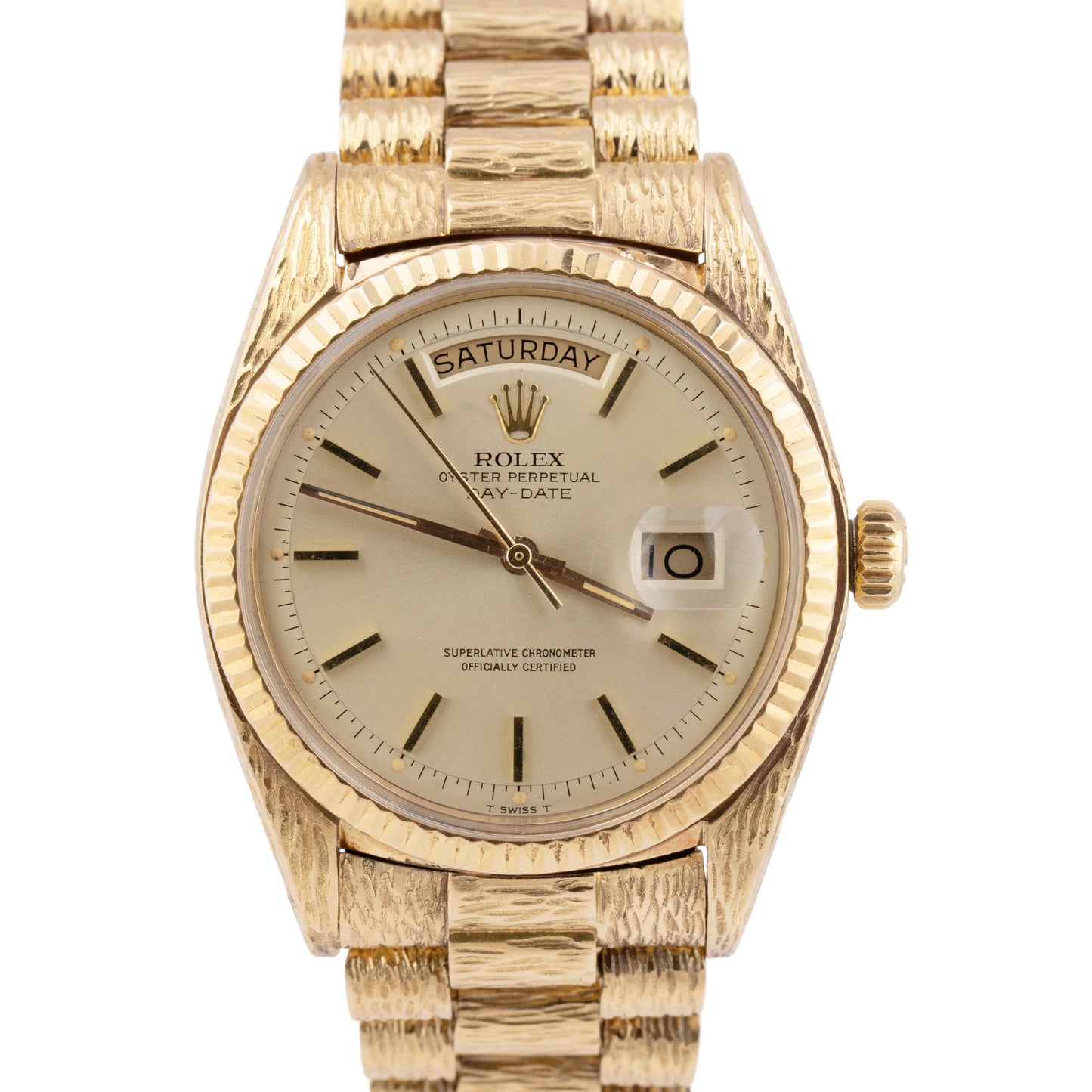 Rolex Day-Date President 36mm Champagne 18K Yellow Gold BARK Watch 18038