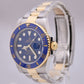 MINT Rolex Submariner Date BLUE Two-Tone 18K Yellow Gold Stainless 116613 LB