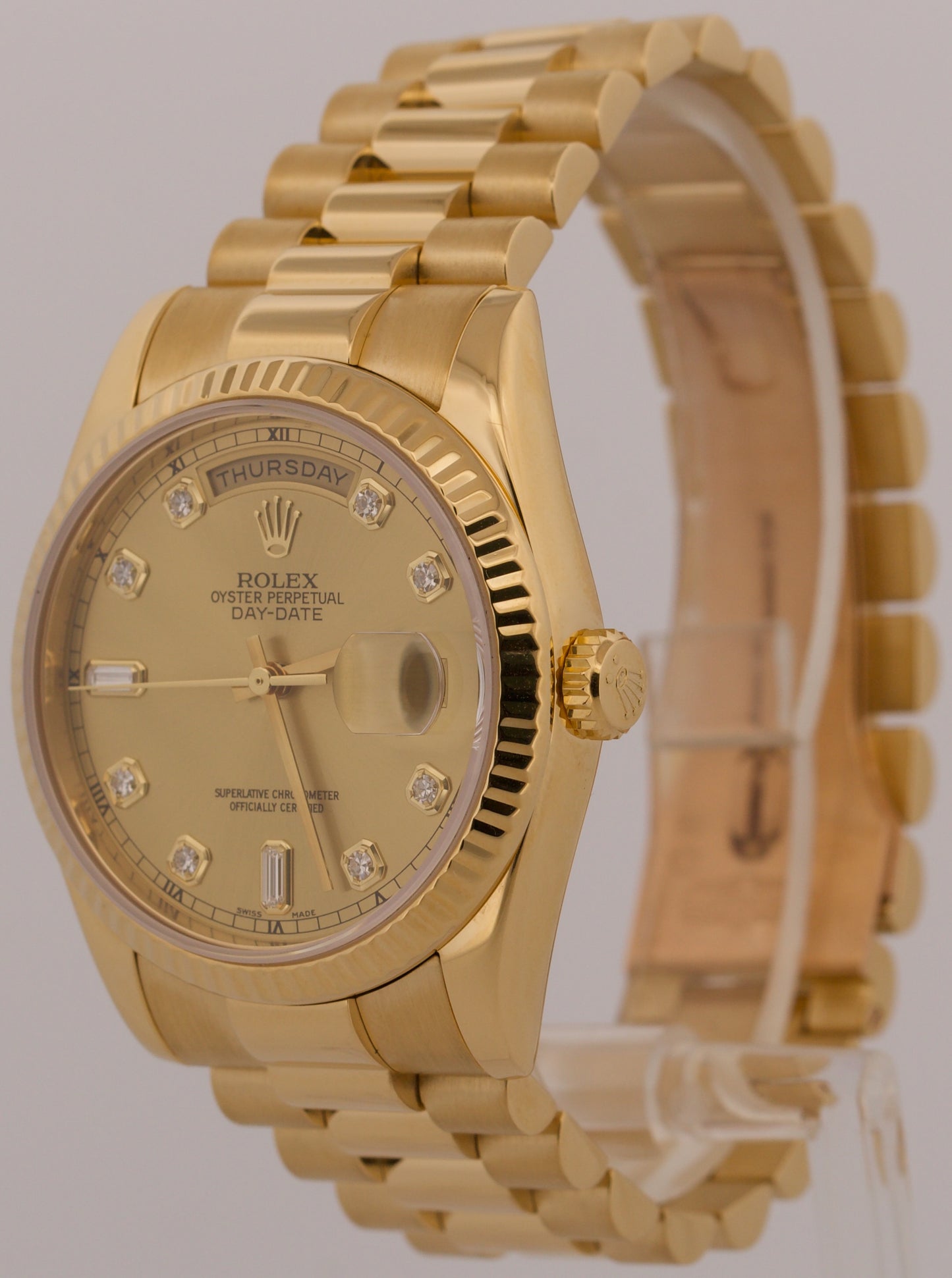 2022 RSC Rolex Day-Date President CHAMPAGNE DIAMOND 18K Gold 36mm 118238 BOX