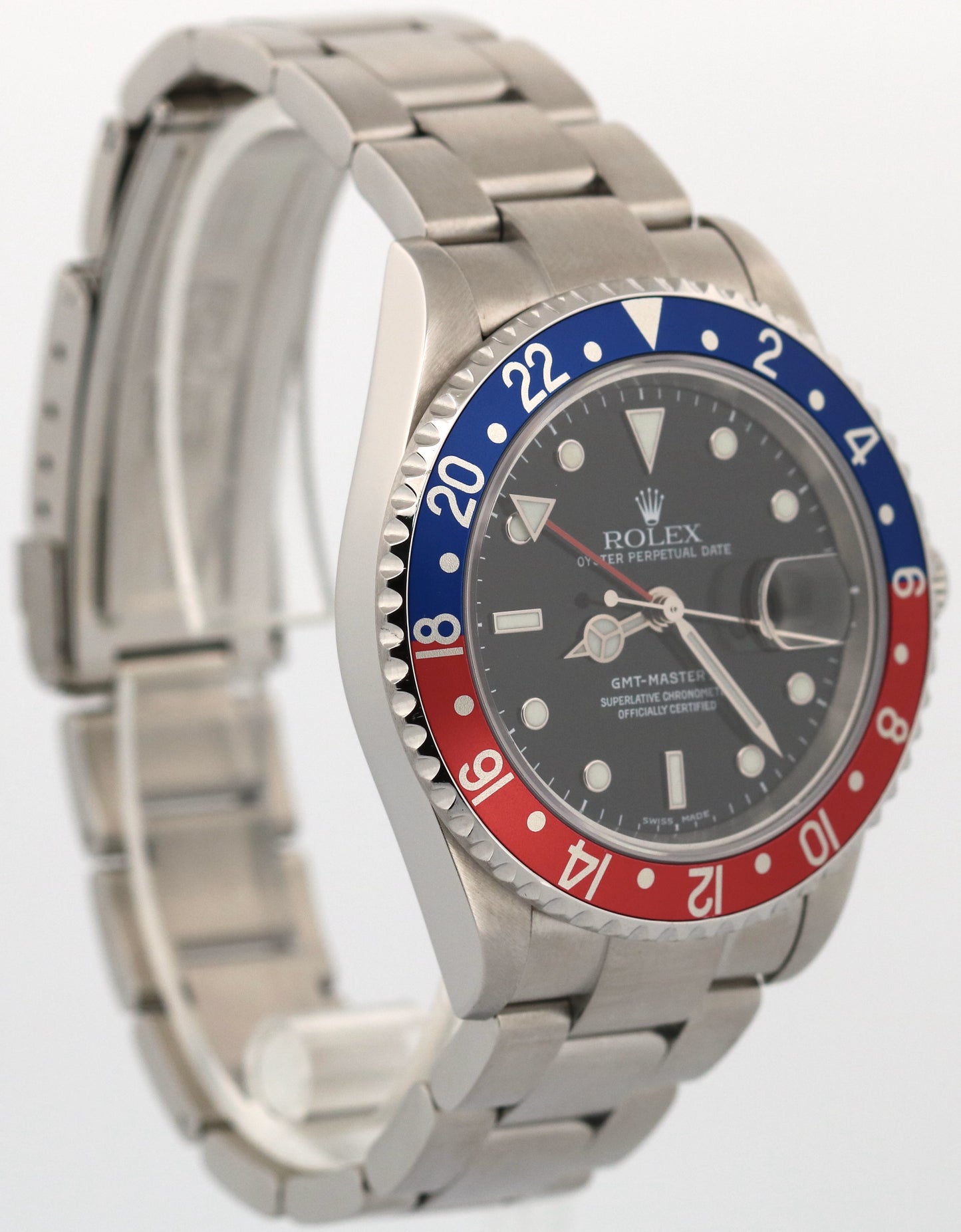 PAPERS Rolex GMT-Master II PEPSI Red Blue Steel RSC Oyster NO-HOLES 16710 BOX