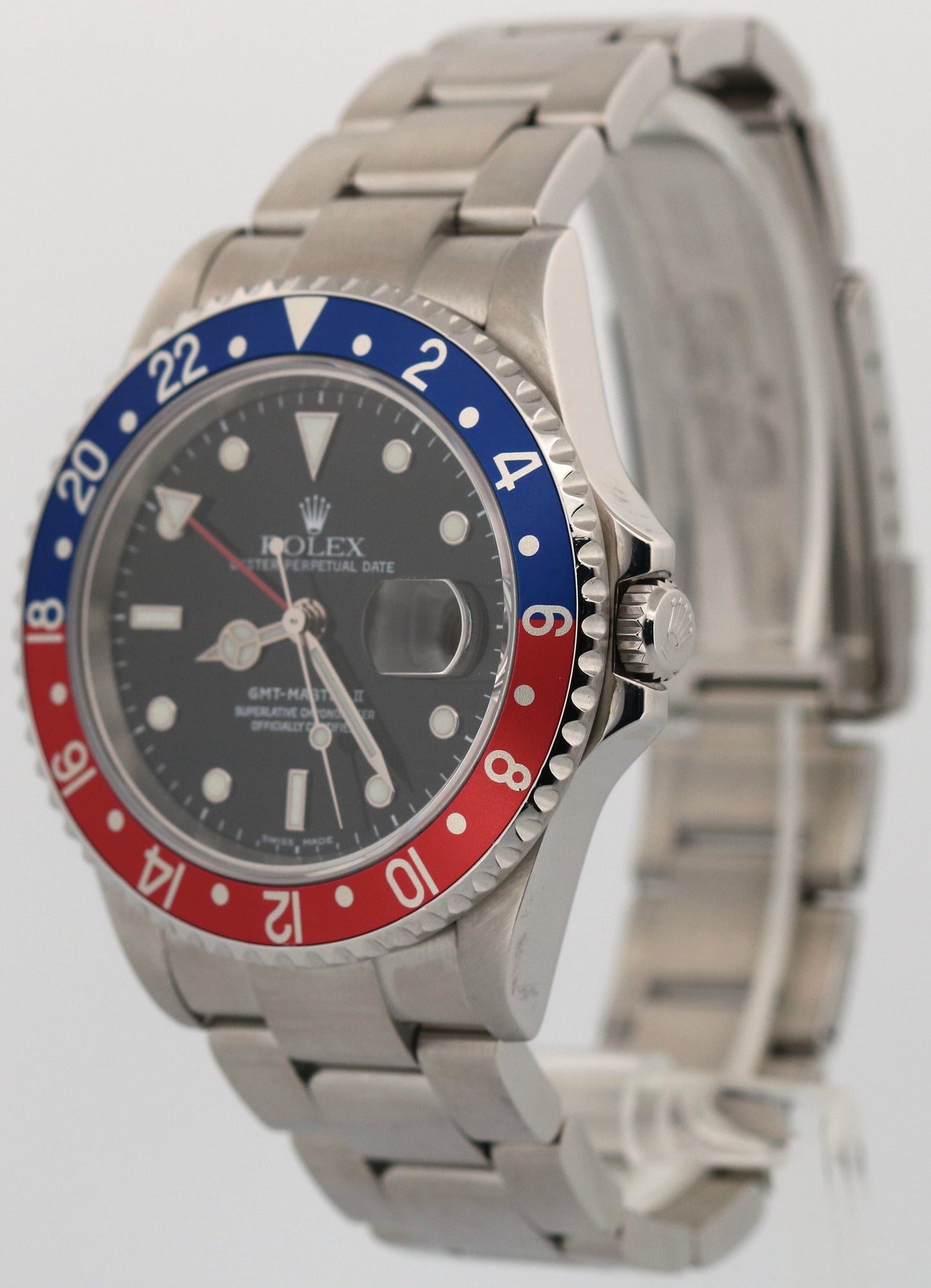 PAPERS Rolex GMT-Master II PEPSI Red Blue Steel RSC Oyster NO-HOLES 16710 BOX
