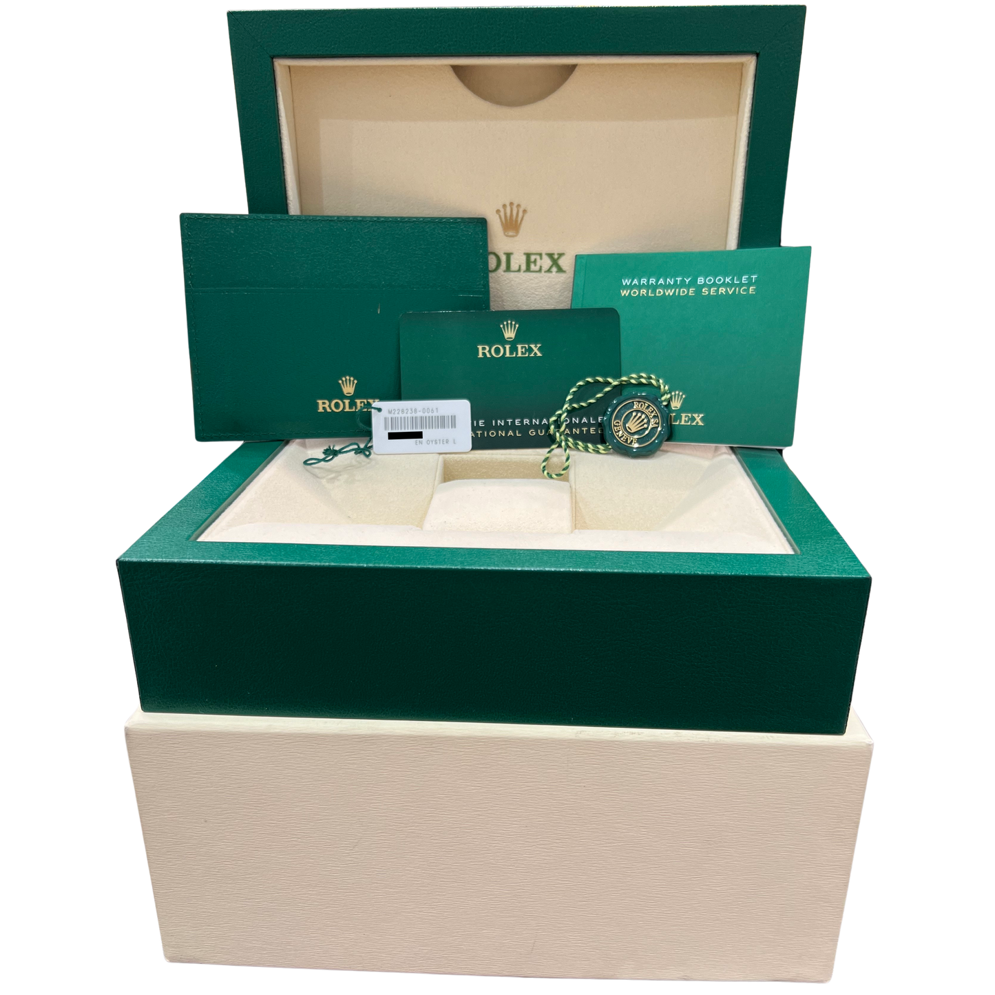 PAPERS Rolex Day-Date President 18K Yellow Gold GREEN ROMAN 40mm 228238 BOX