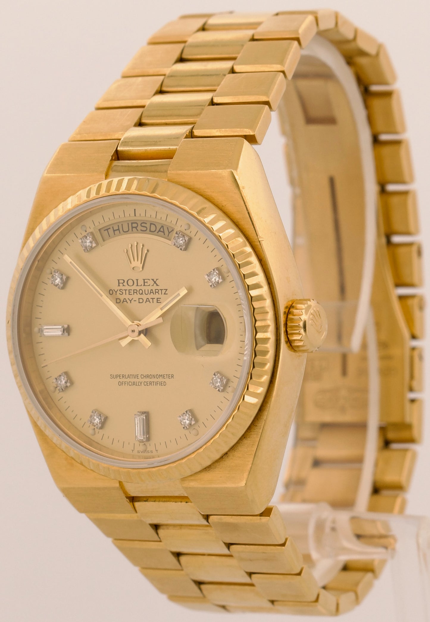1984 PAPERS Rolex OysterQuartz Day-Date President CHAMPAGNE DIAMOND 19018 BOX