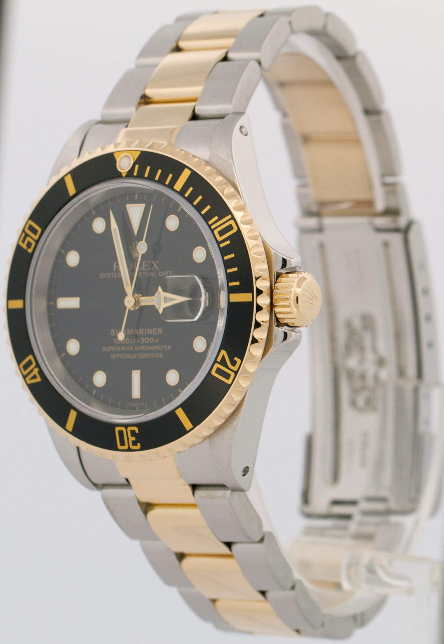 PAPERS Rolex Submariner Date Black SWISS ONLY 40mm Stainless 18K Gold 16613 BOX