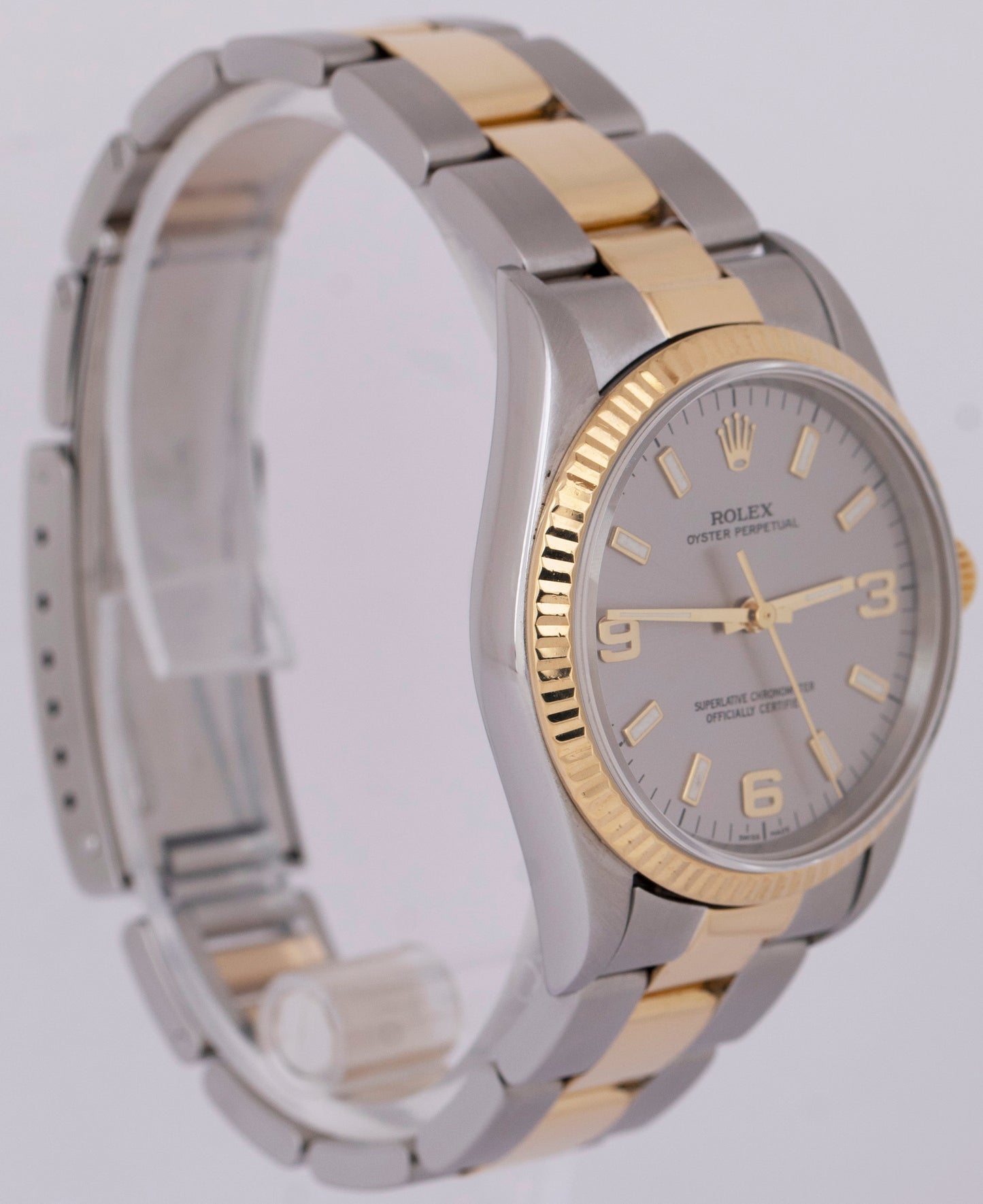 MINT PAPERS Rolex Oyster Perpetual Slate Two-Tone 18K Gold Steel 34mm 14233 BOX