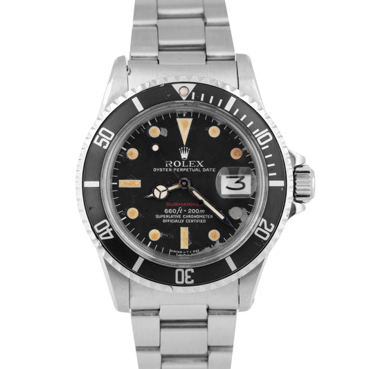 Vintage 1973 Rolex Submariner Date RED MK5 40mm Stainless Steel Watch 1680