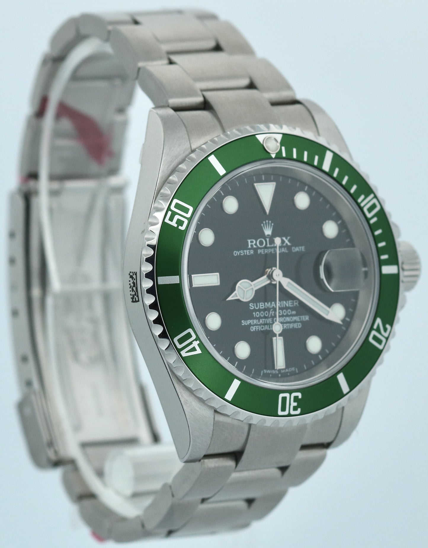 NOS STICKERED PAPERS Rolex Submariner 40mm KERMIT Green NO-HOLES 16610 V BOX