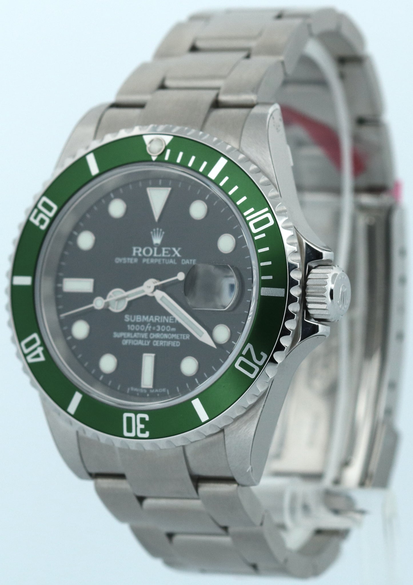 NOS STICKERED PAPERS Rolex Submariner 40mm KERMIT Green NO-HOLES 16610 V BOX