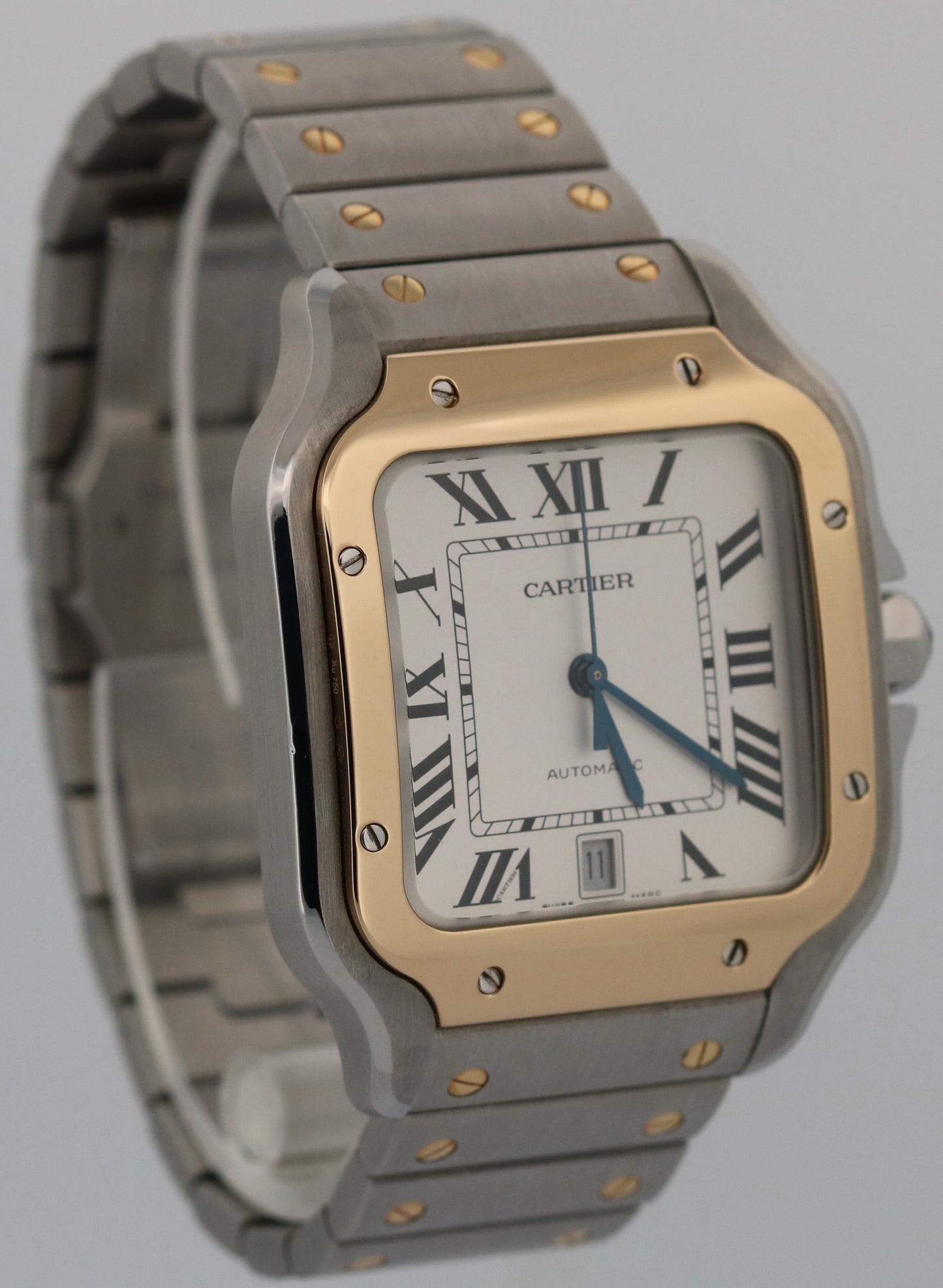 Cartier Santos 39.8mm WHITE Two-Tone 18K Yellow Gold Stainless 4072 W2SA0009