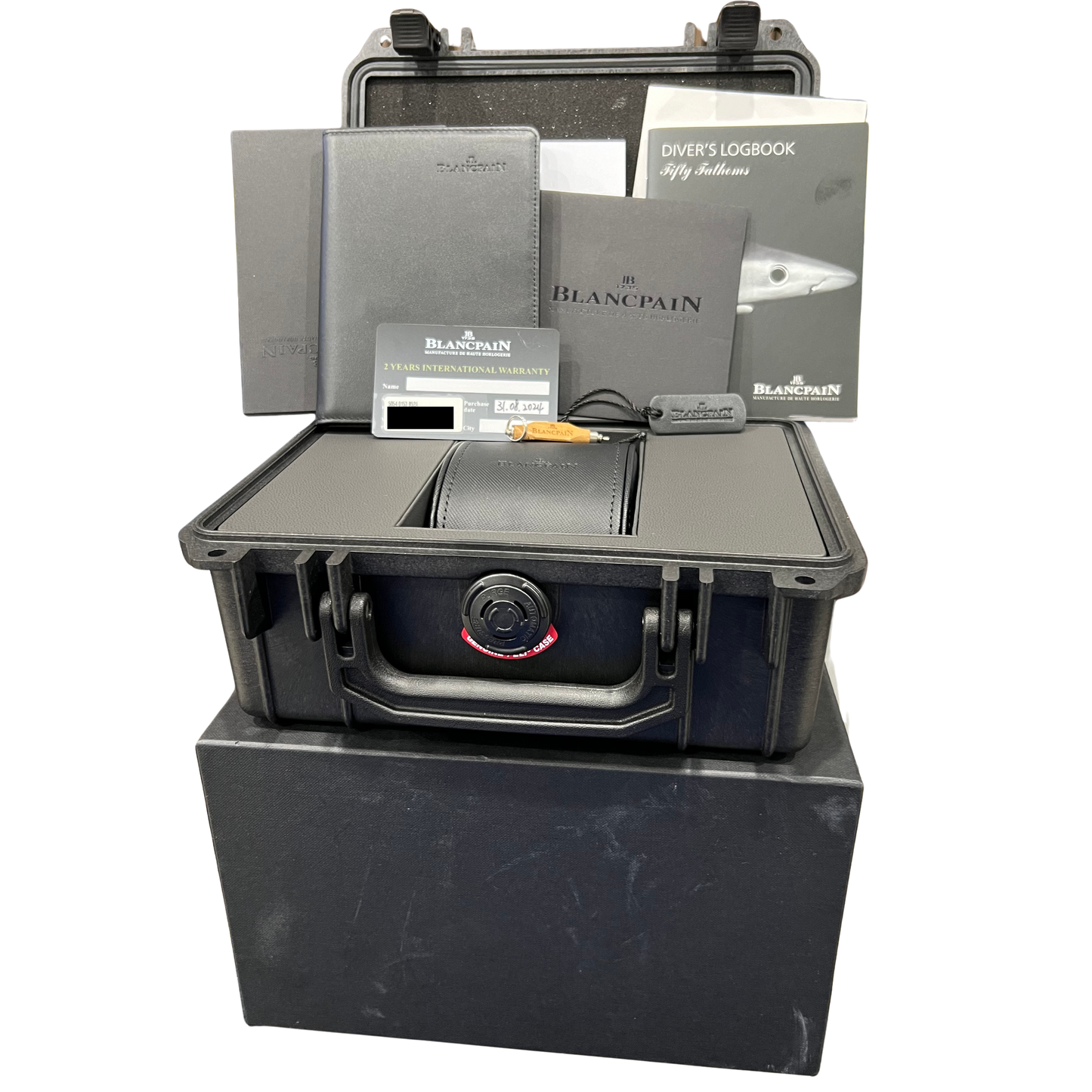 2024 PAPERS Fifty Fathoms Bathyscaphe Quantième Complet 43mm 5054 0153 B52A BOX