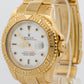 Rolex Yacht-Master 40mm WHITE 18K Yellow Gold Oyster GREEN STICKER Watch 16628