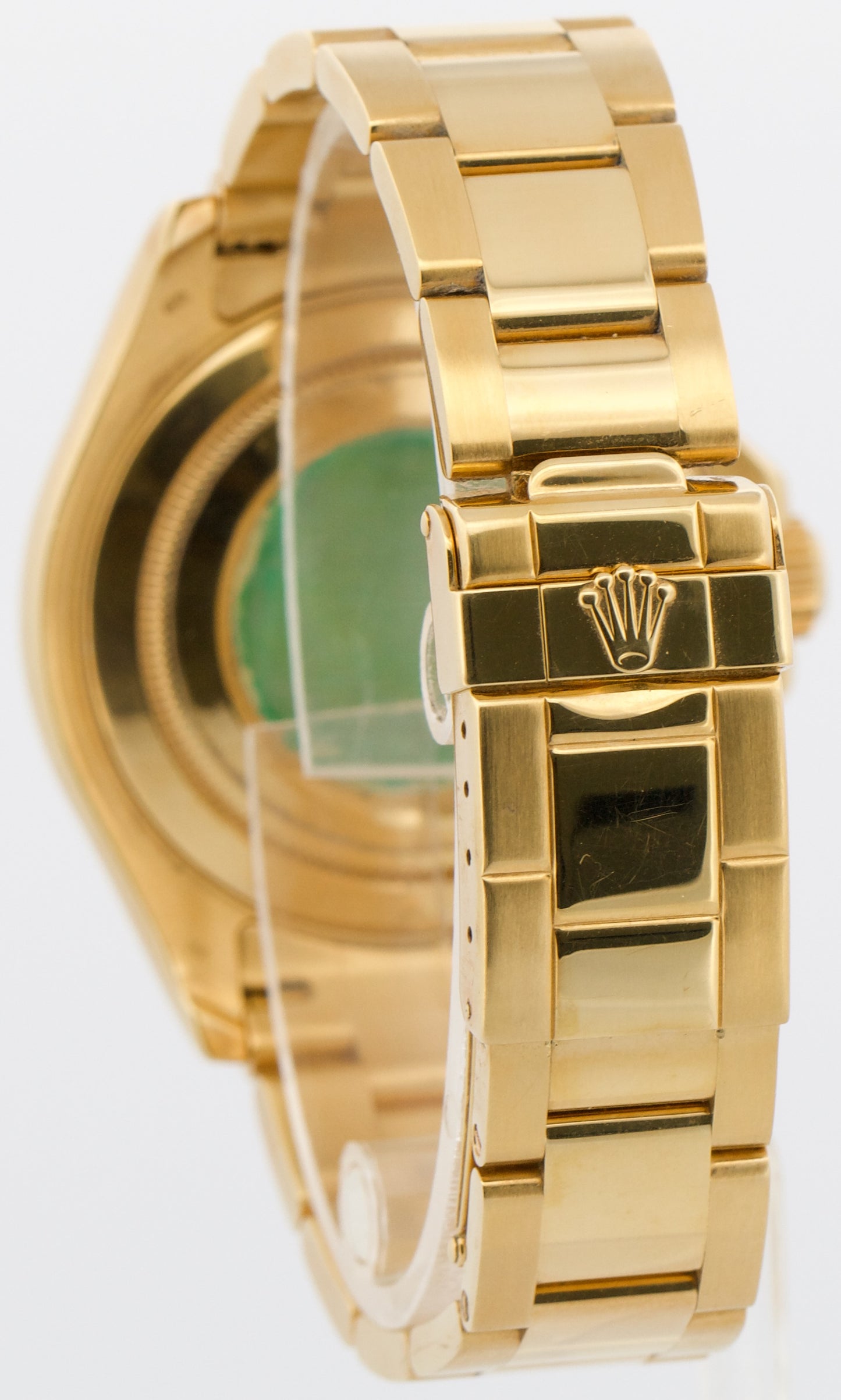 Rolex Yacht-Master 40mm WHITE 18K Yellow Gold Oyster GREEN STICKER Watch 16628