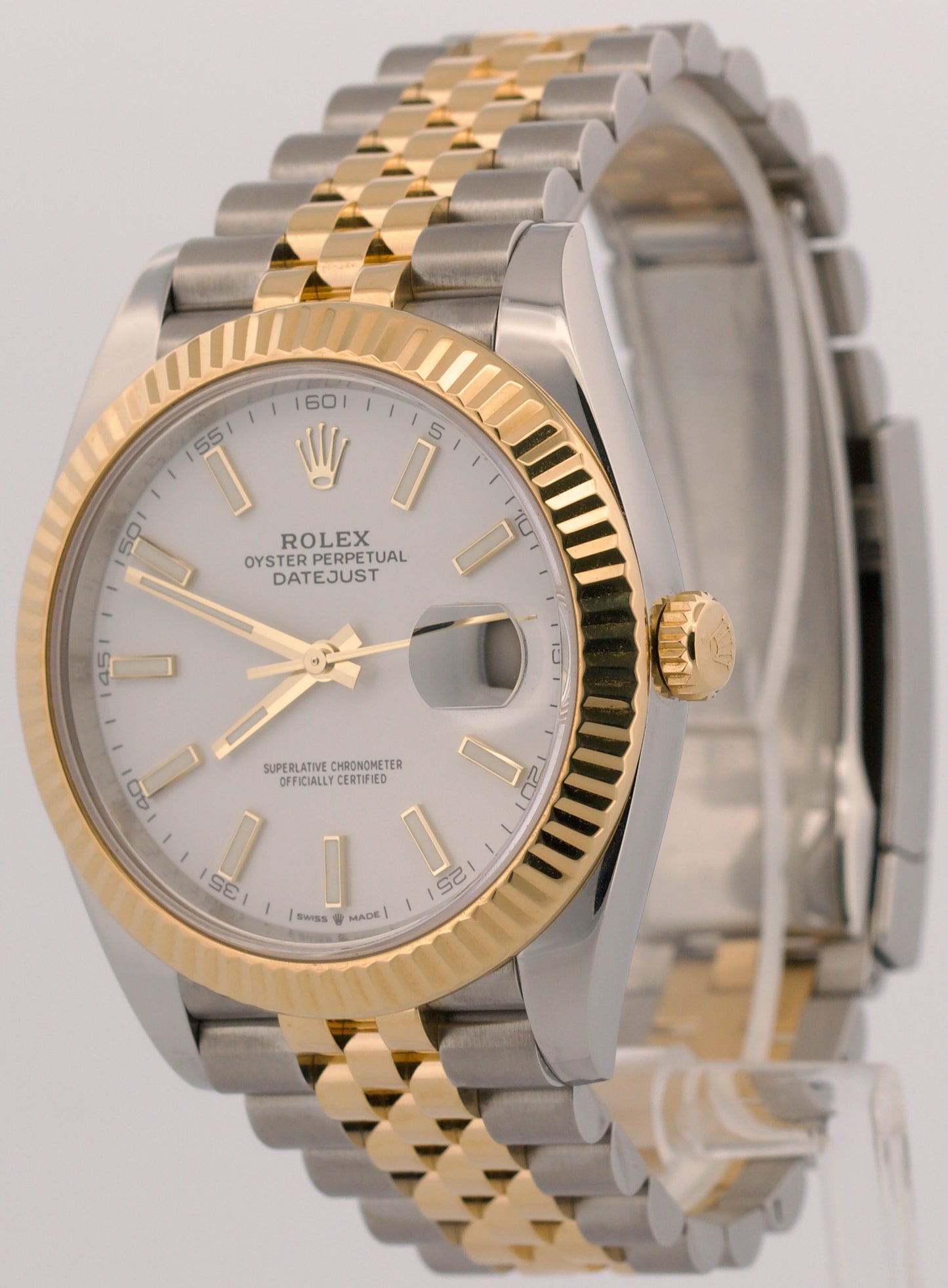 Rolex DateJust 41 WHITE 18K Yellow Gold Stainless Steel 41mm JUBILEE 126333